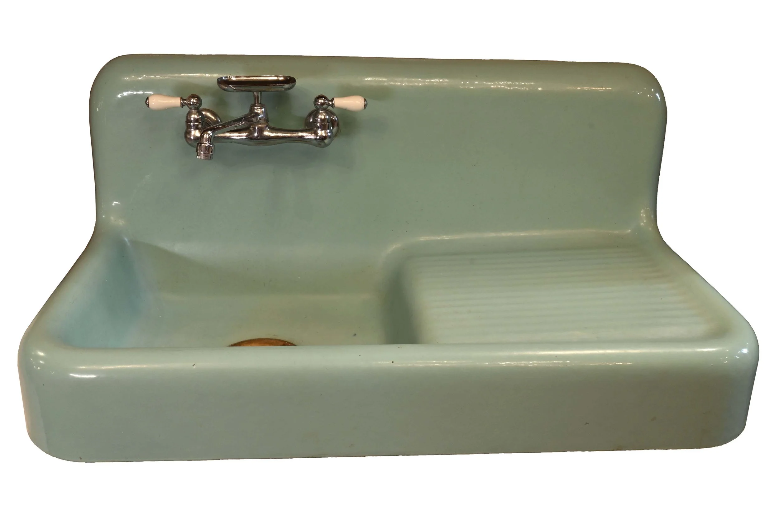 kohler high back washboard sink spring green — ARCHITECTURAL ANTIQUES
