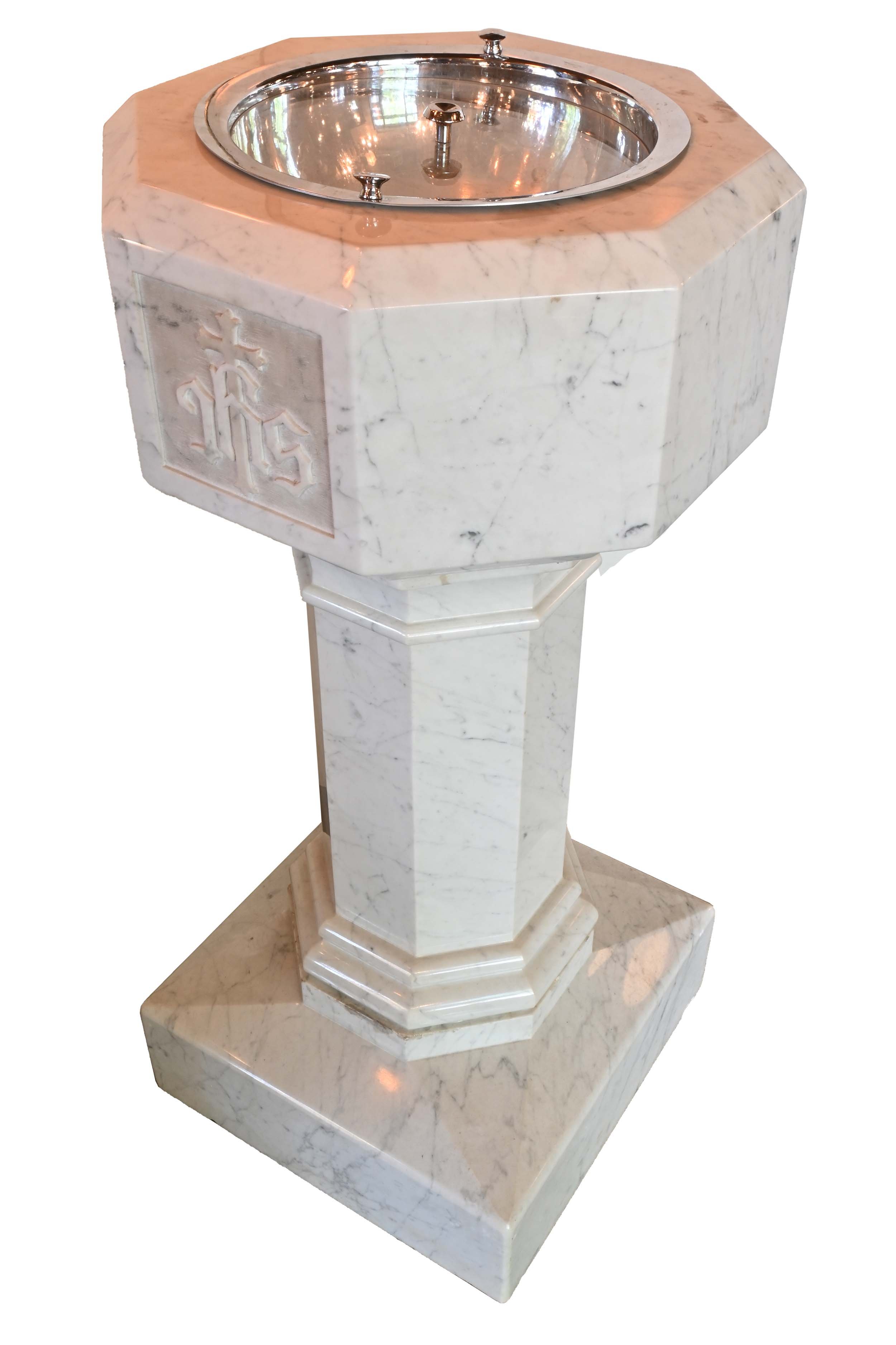 carved carrara marble baptismal font — ARCHITECTURAL ANTIQUES