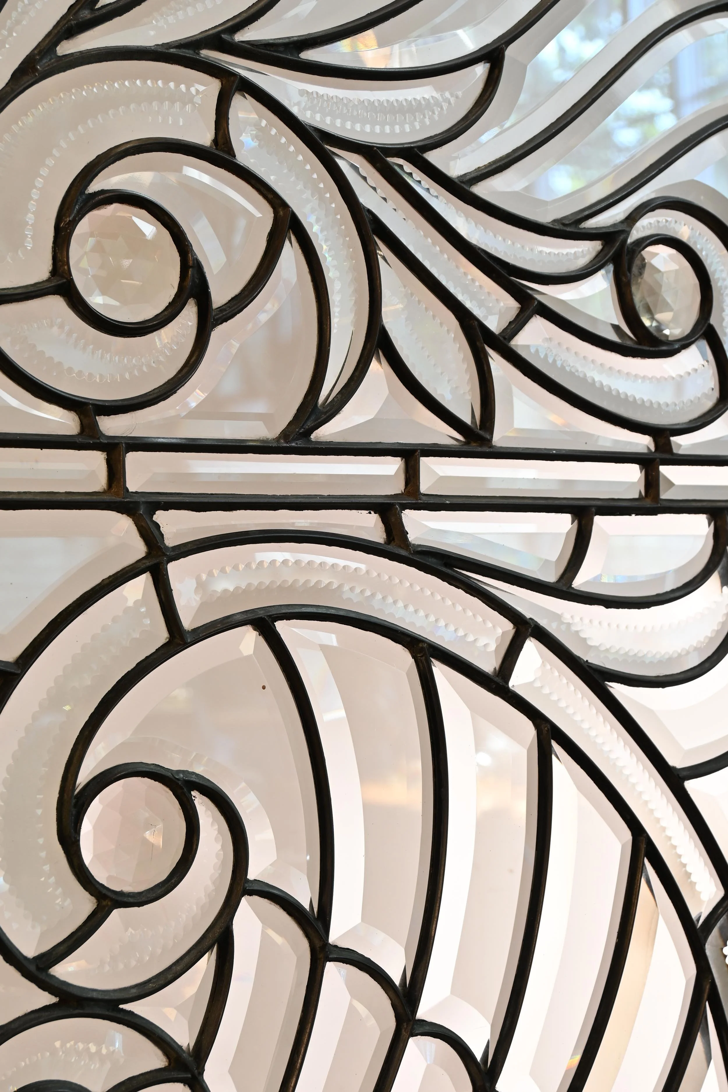hand zipper cut beveled leaded glass windows — ARCHITECTURAL ANTIQUES