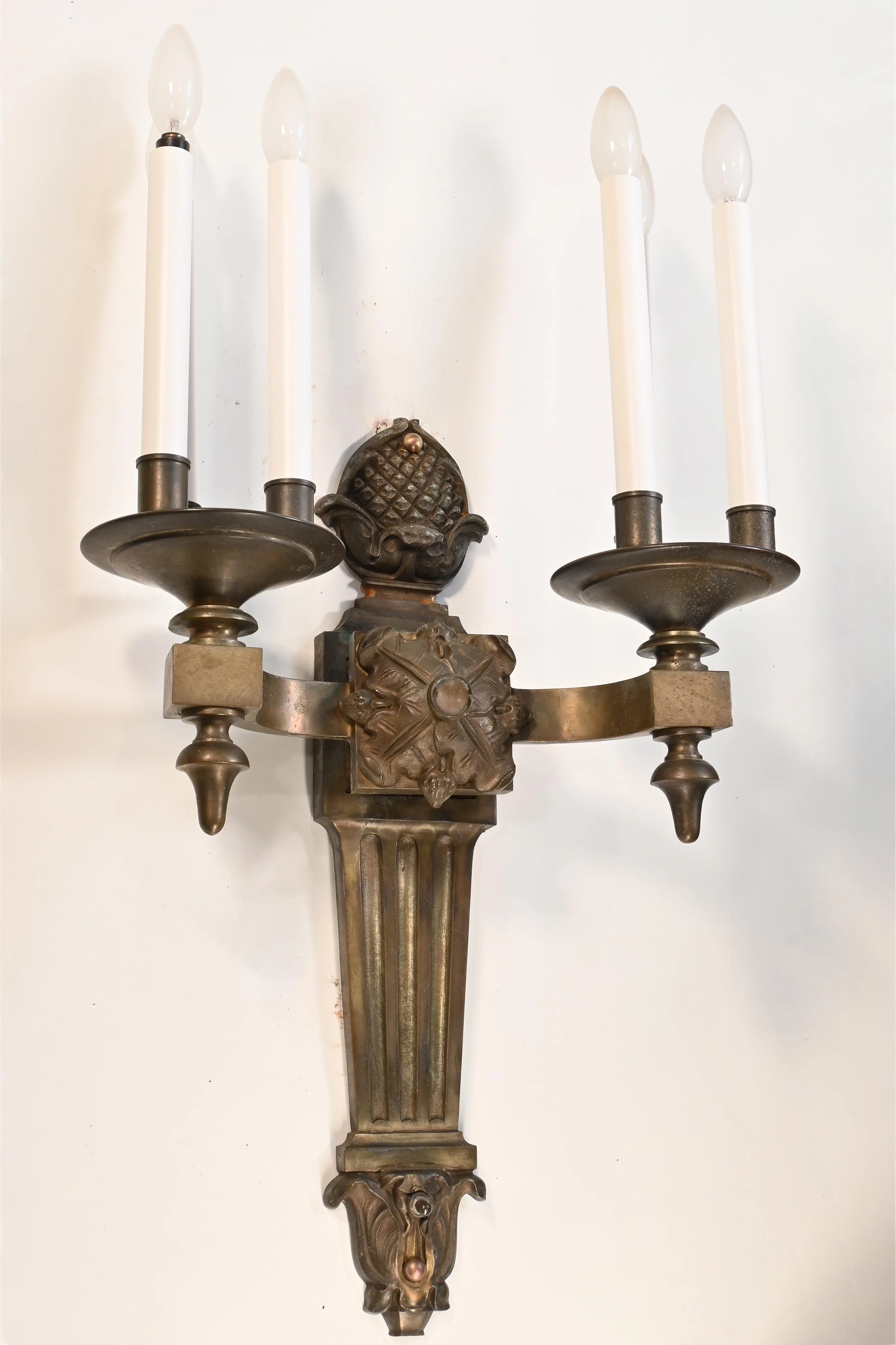 cast bronze oversized six candle federal sconces — ARCHITECTURAL ANTIQUES