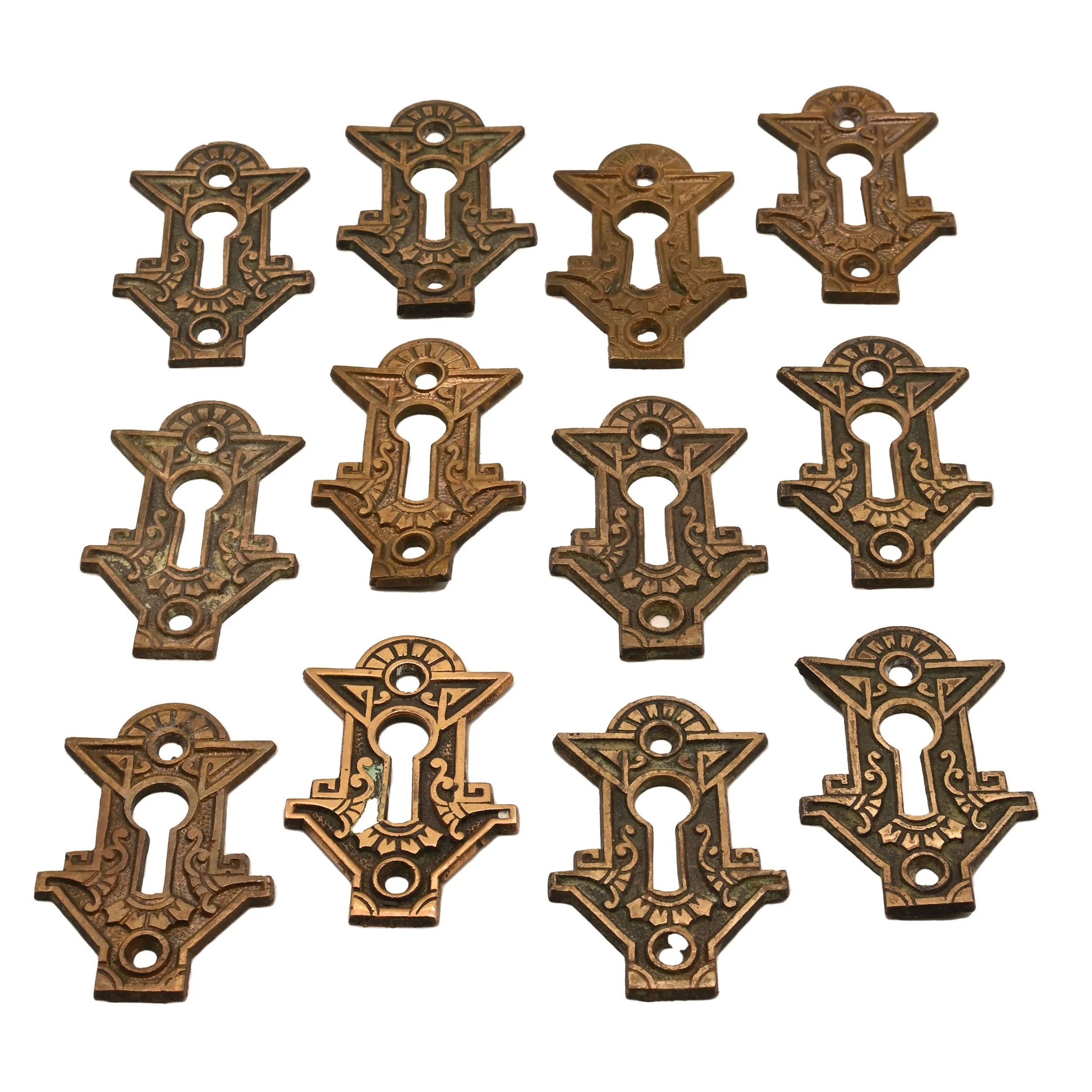 geometric outline bronze eastlake keyhole covers — ARCHITECTURAL ANTIQUES