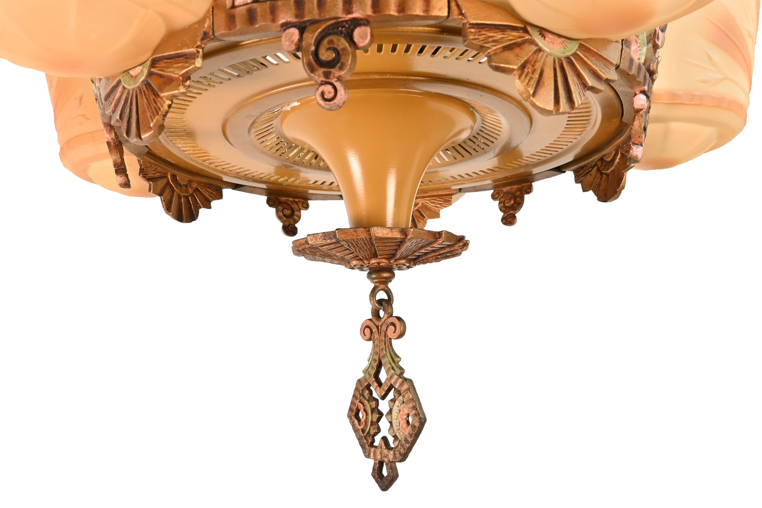 beardslee williamson five slipper shade chandelier with original