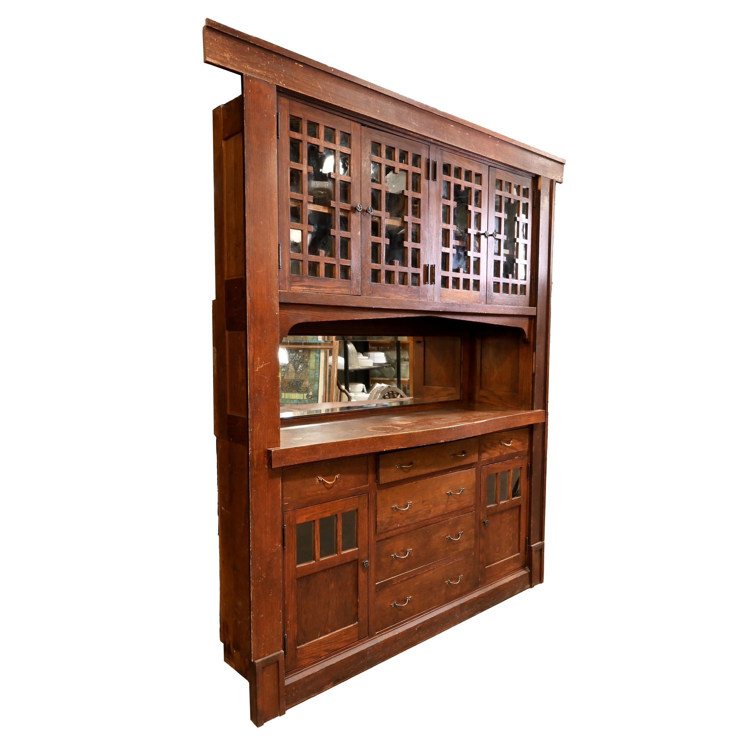 dark oak arts and crafts buffet — ARCHITECTURAL ANTIQUES