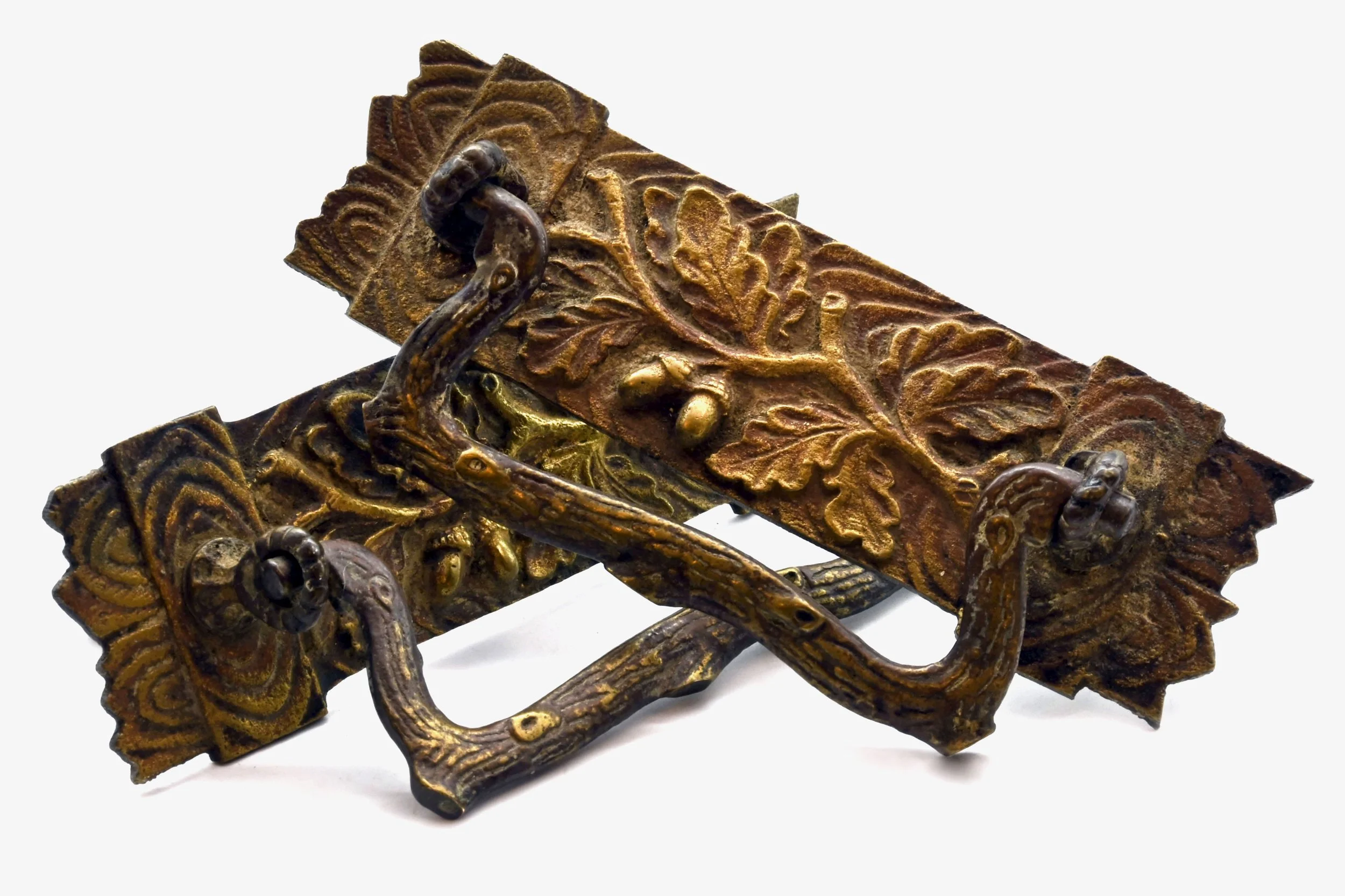 dendritic brass drawer pulls with acorn detail — ARCHITECTURAL ANTIQUES