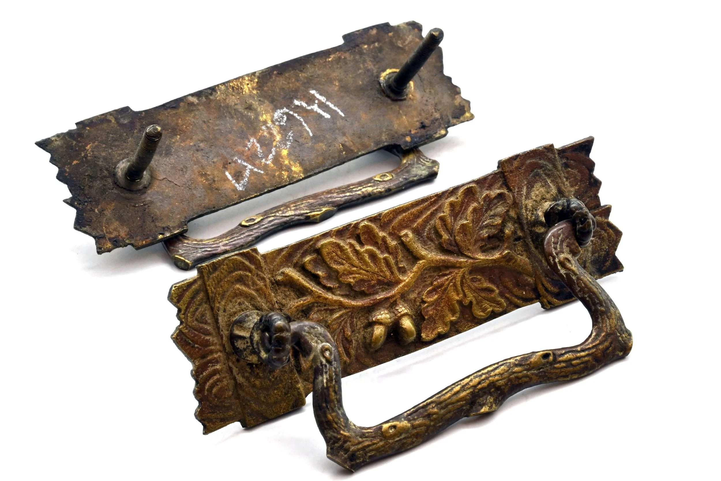 dendritic brass drawer pulls with acorn detail — ARCHITECTURAL ANTIQUES