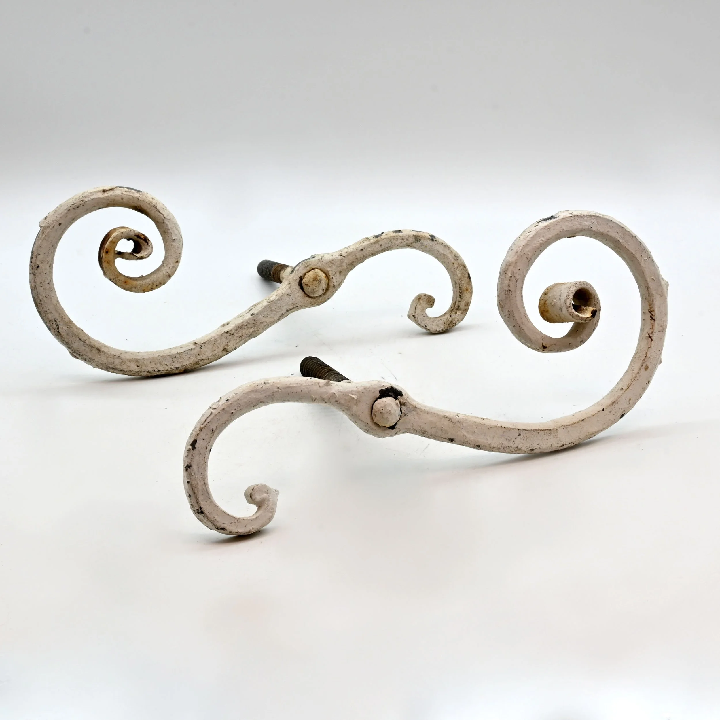 wrought iron screw in shutter dog pairs — ARCHITECTURAL ANTIQUES