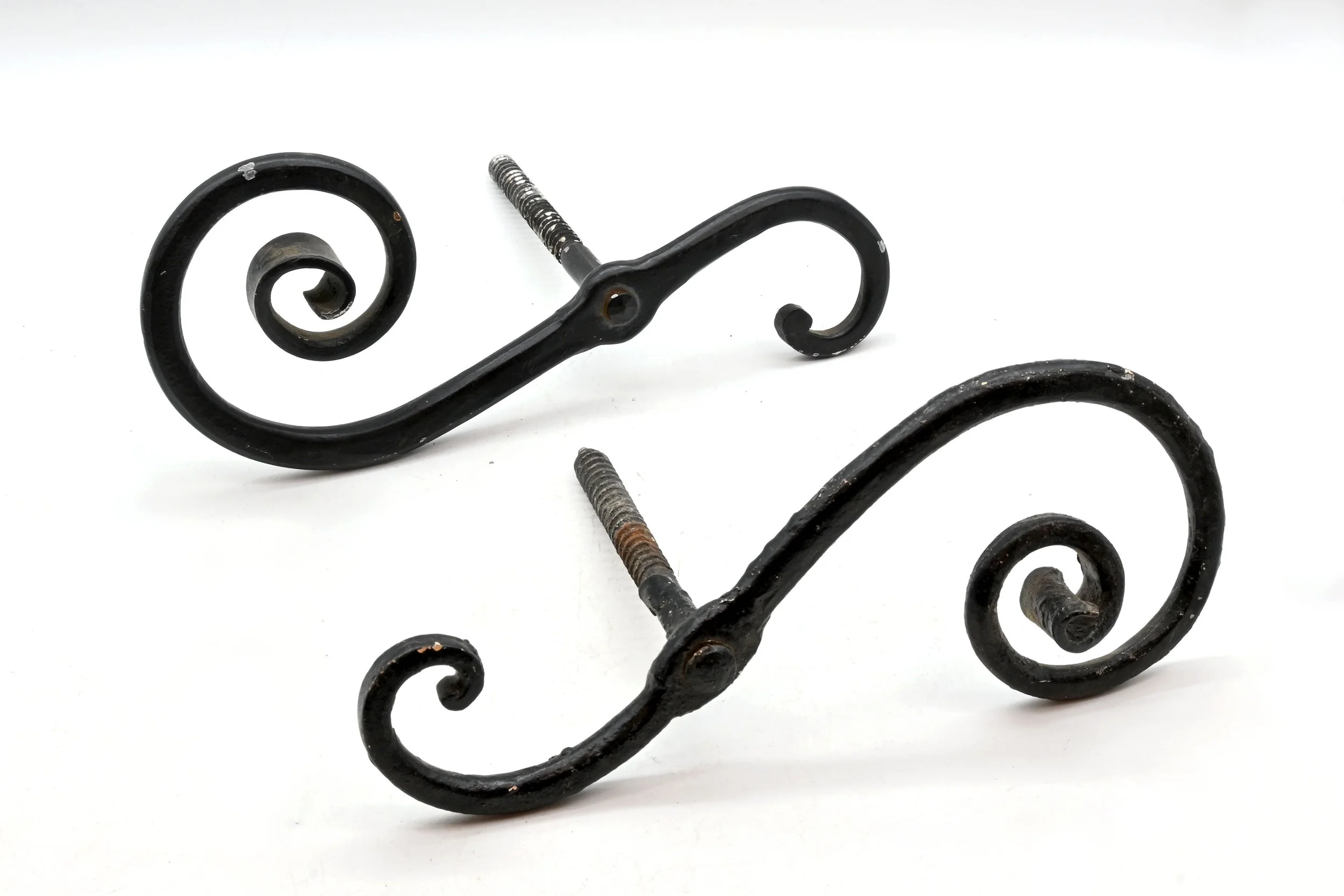 wrought iron screw in shutter dog pairs — ARCHITECTURAL ANTIQUES