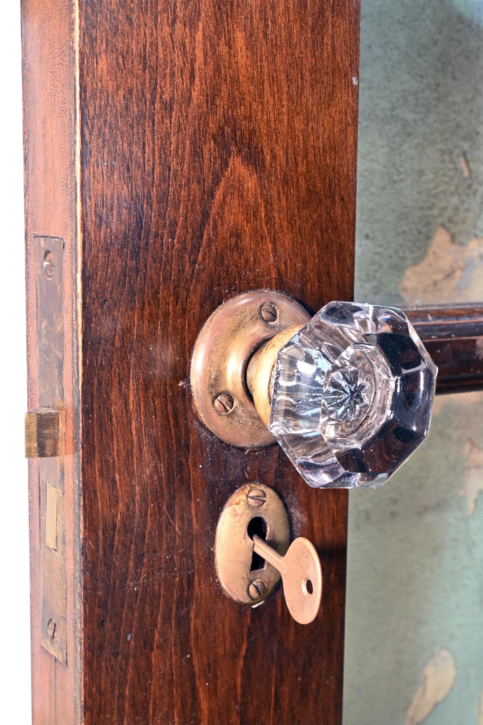 36" full view 15 lite door with hardware dark stained — ARCHITECTURAL