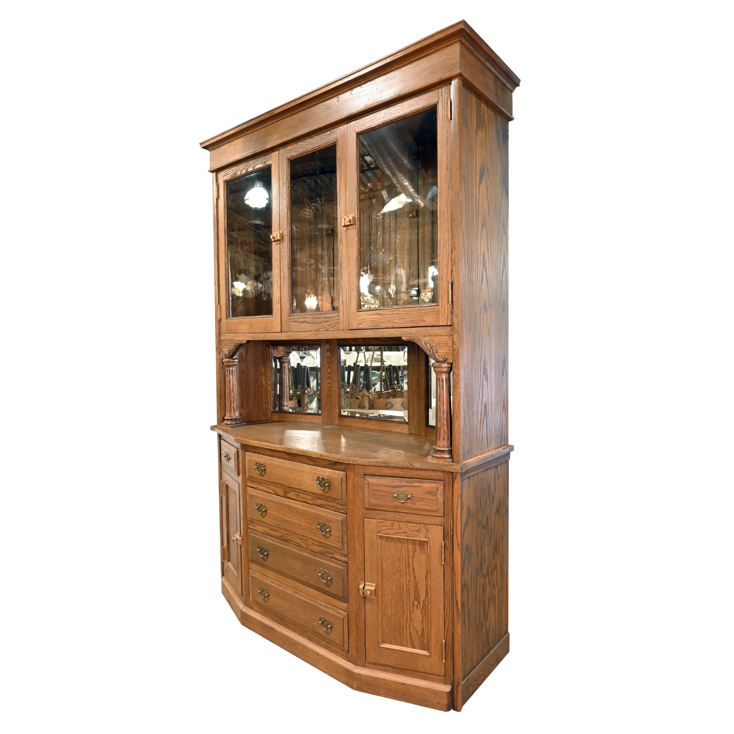 light oak buffet with modified angular base — ARCHITECTURAL ANTIQUES