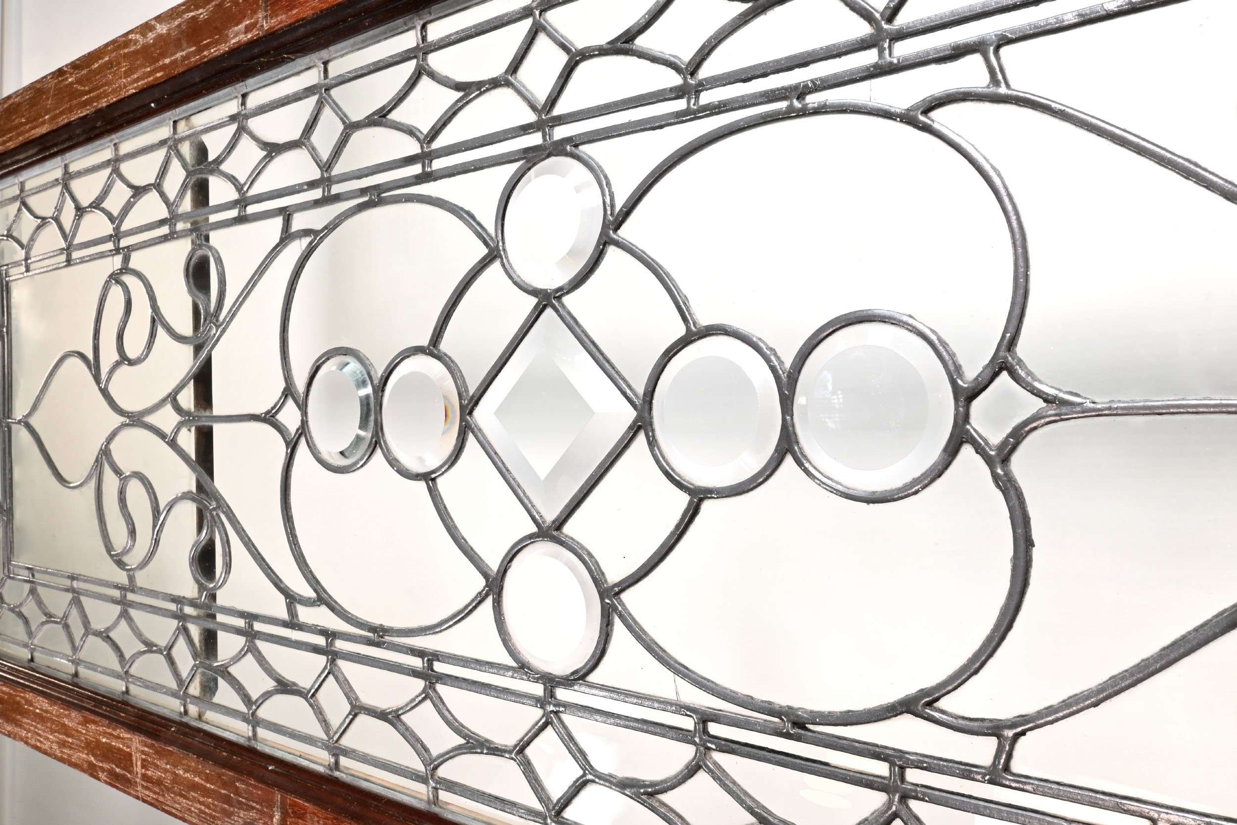 clear leaded transom window with beveled center