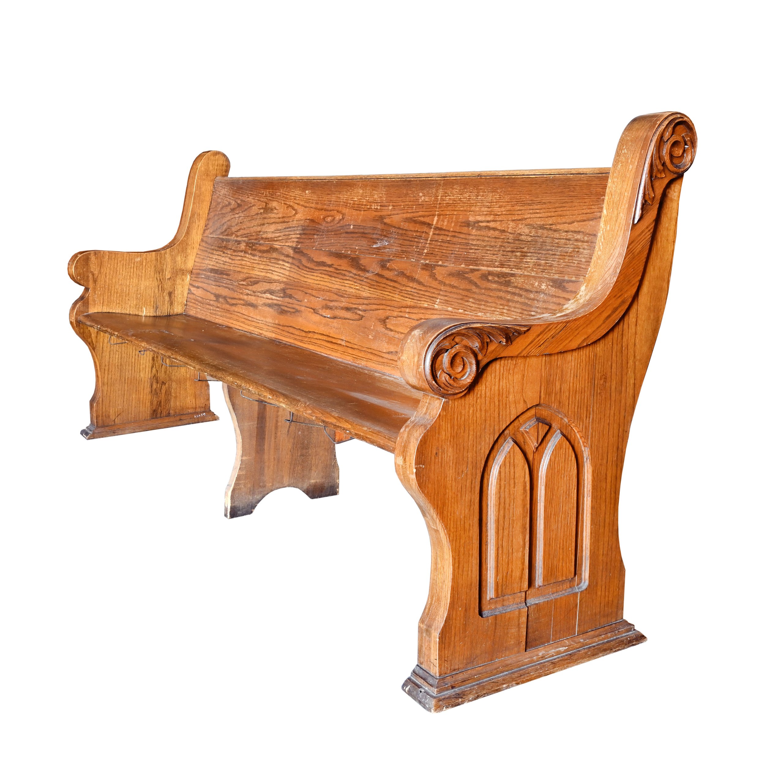 gothic straight oak pew 