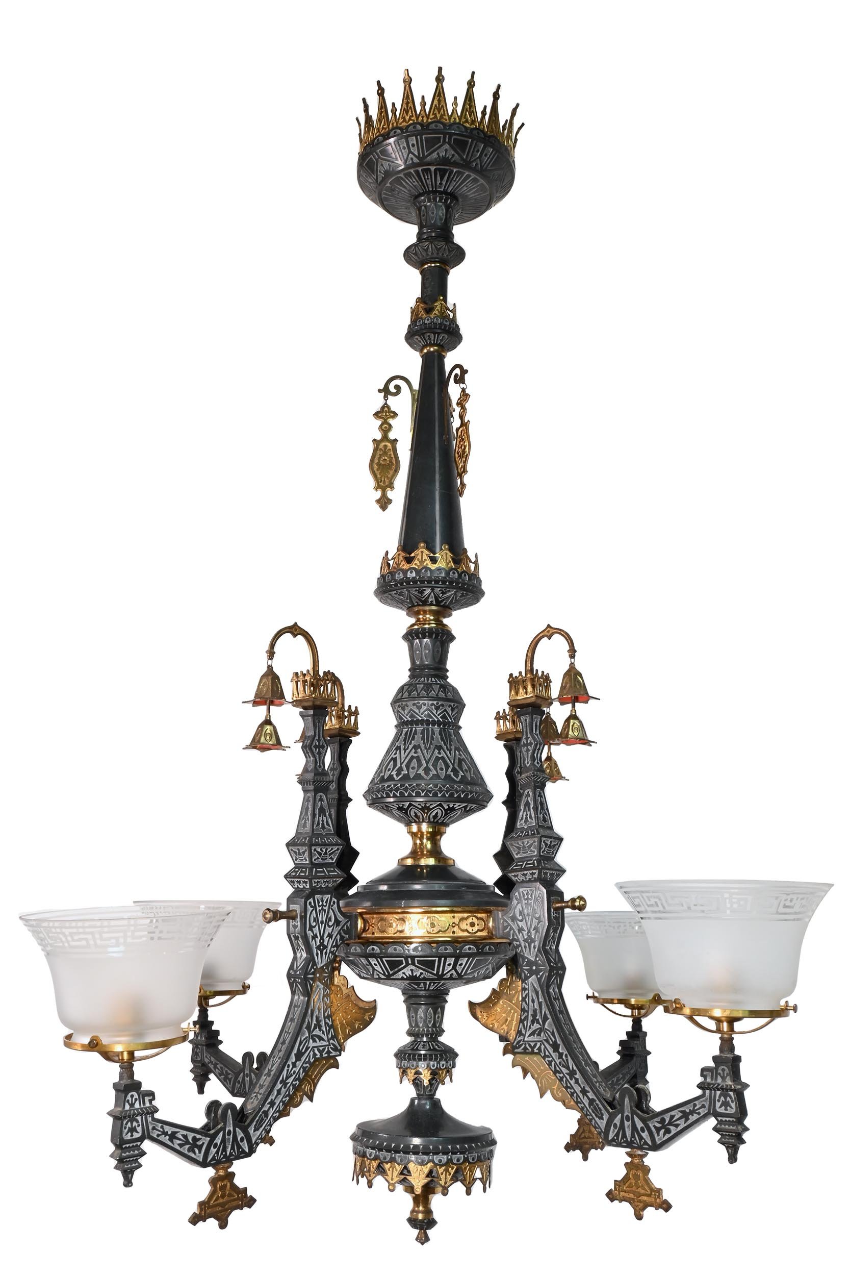 large matching deep relief eastlake chandeliers gas conversion