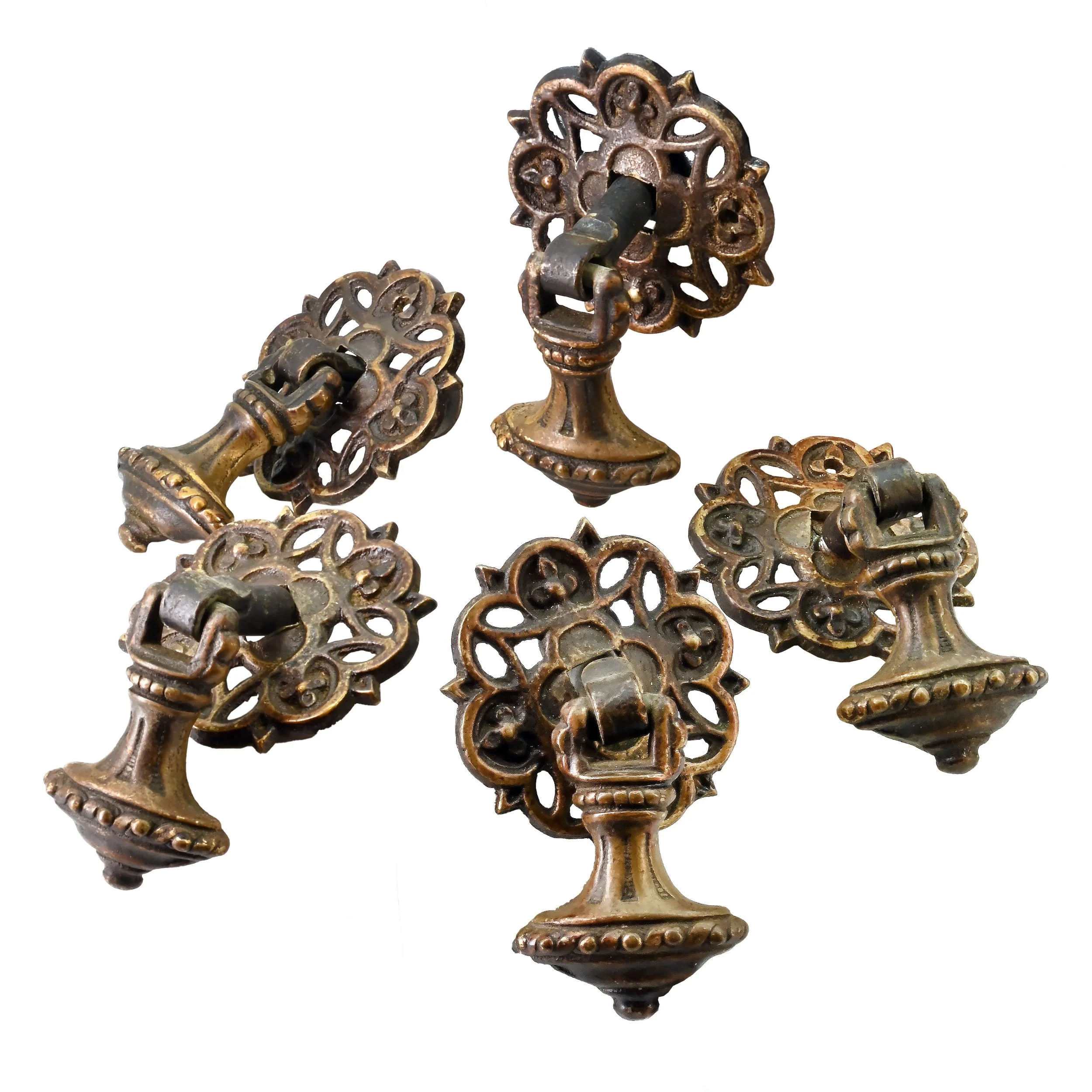 cast brass empire style drop drawer pulls — ARCHITECTURAL ANTIQUES