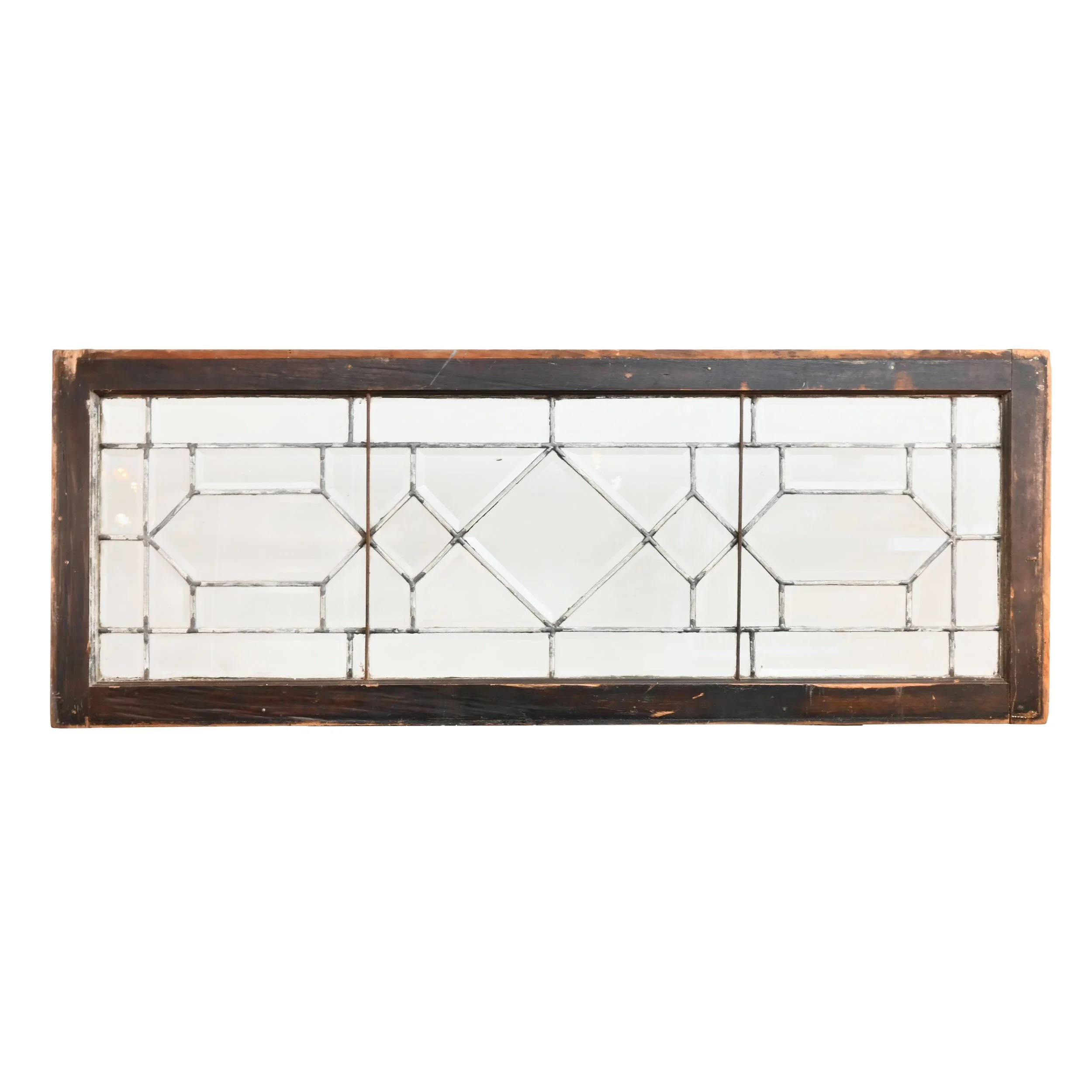 beveled leaded clear glass transom window — ARCHITECTURAL ANTIQUES