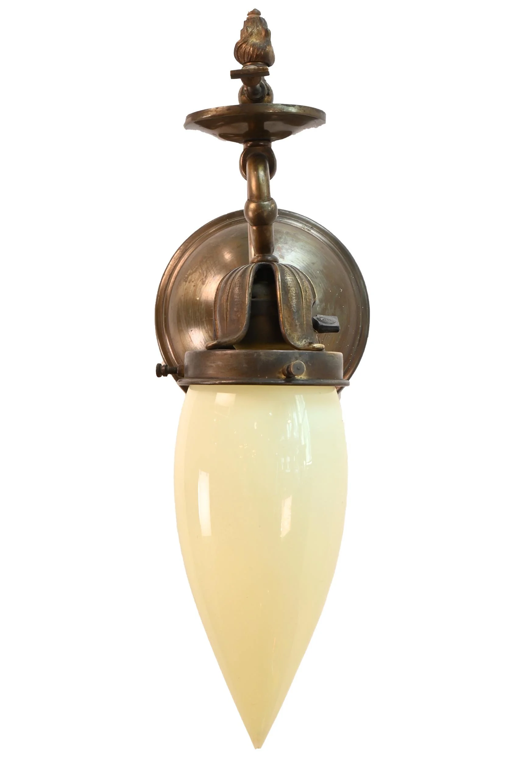 vaseline torpedo shade on this brass gas/electric sconce pair