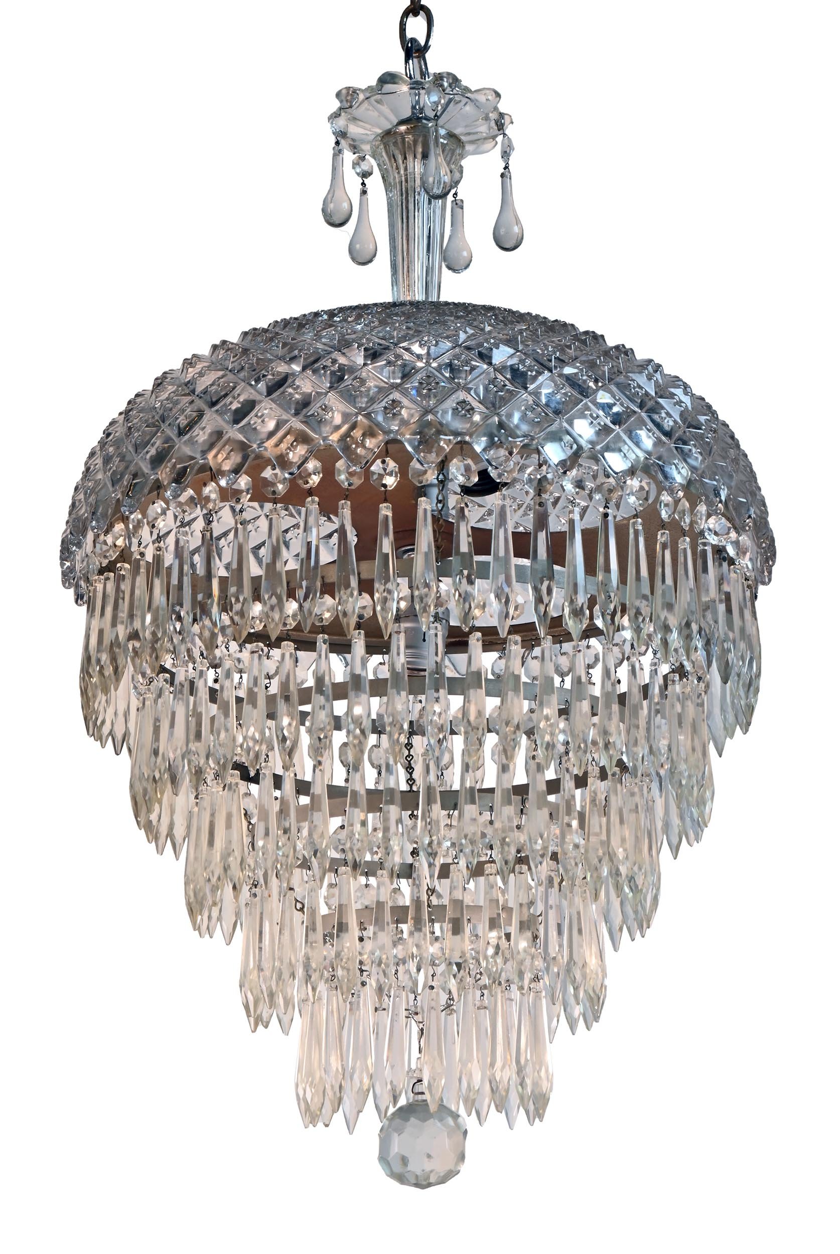 waterfall crystal chandelier with cut bowl