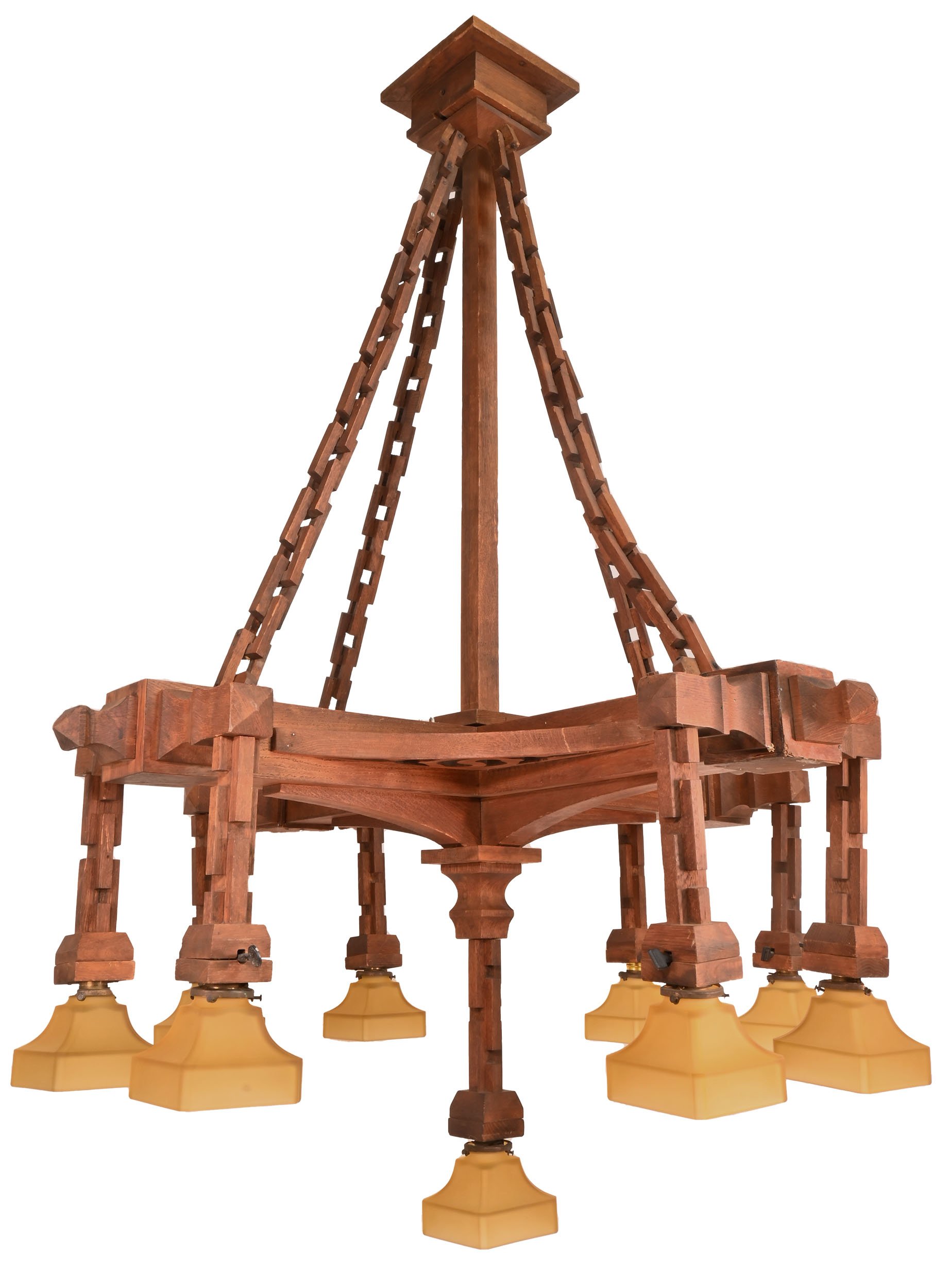 craftsman / mission oak massive 9 light chandelier