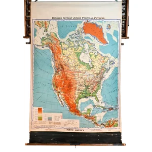 denoyer-geppert physical political series north america map 