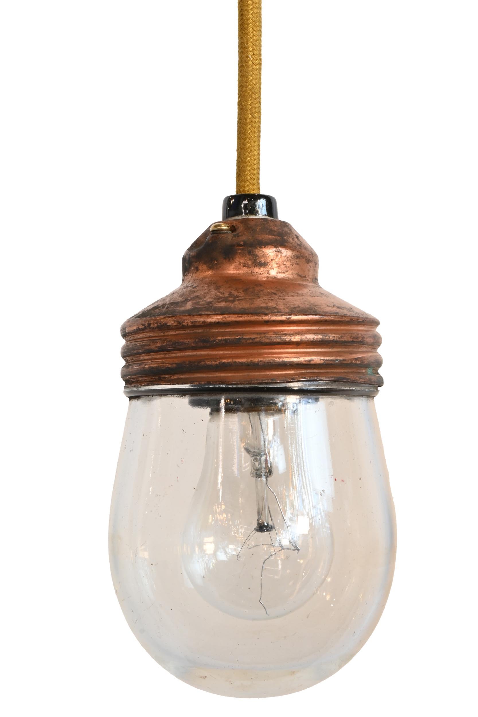 petite benjamin copper industrial fixture with screw on globe