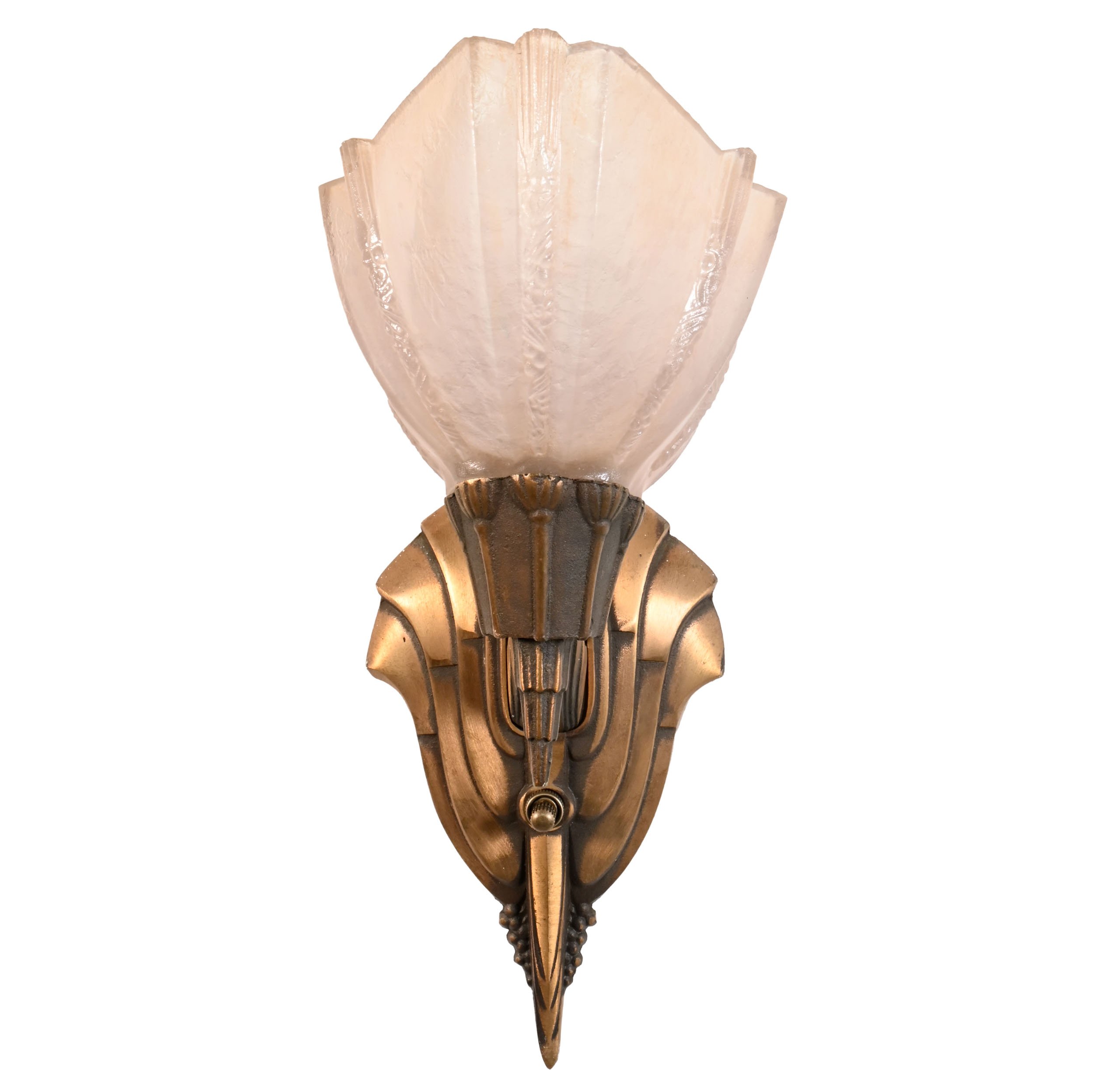  bronze art deco slip shade sconces by midwest manufacturing