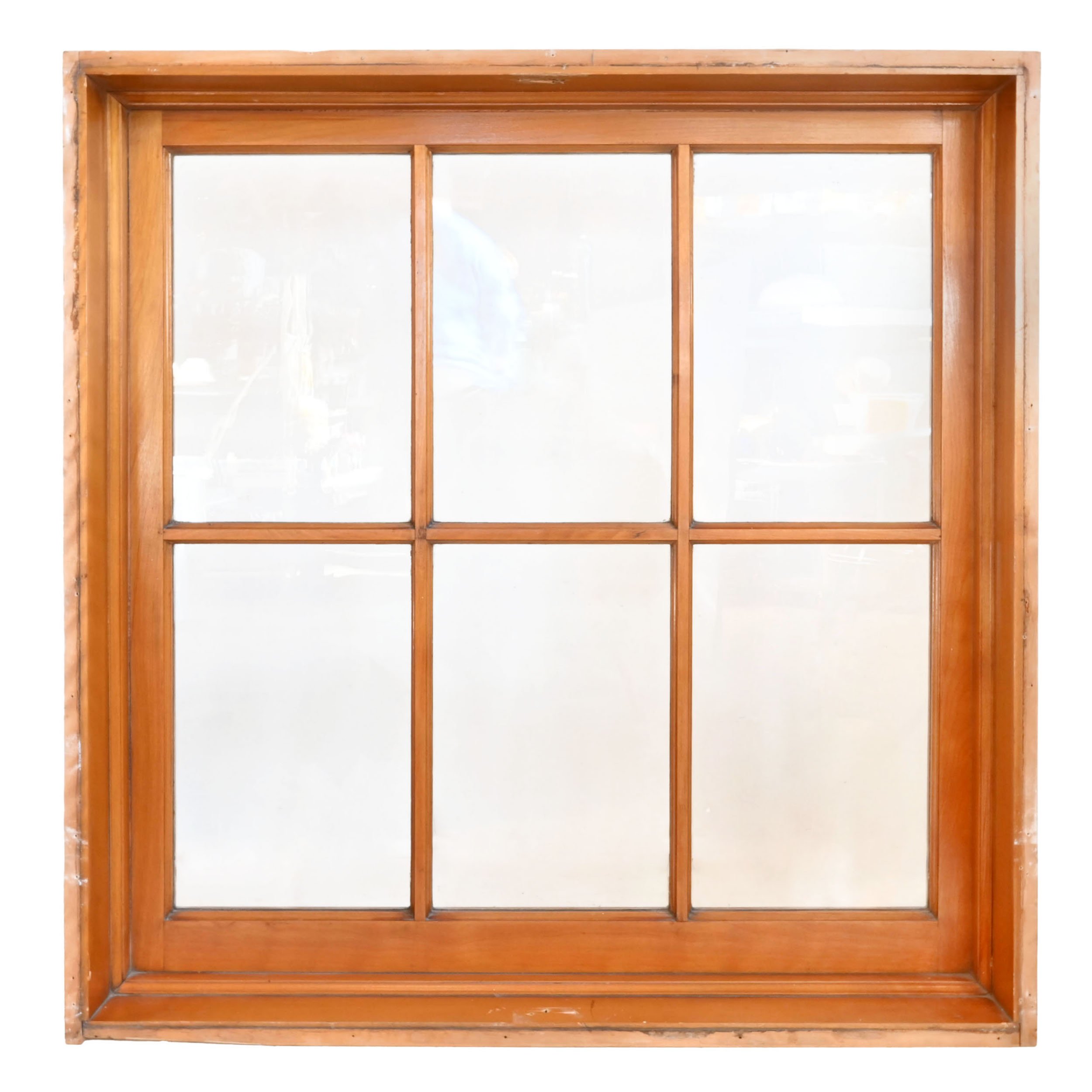 deep framed six pane maple windows