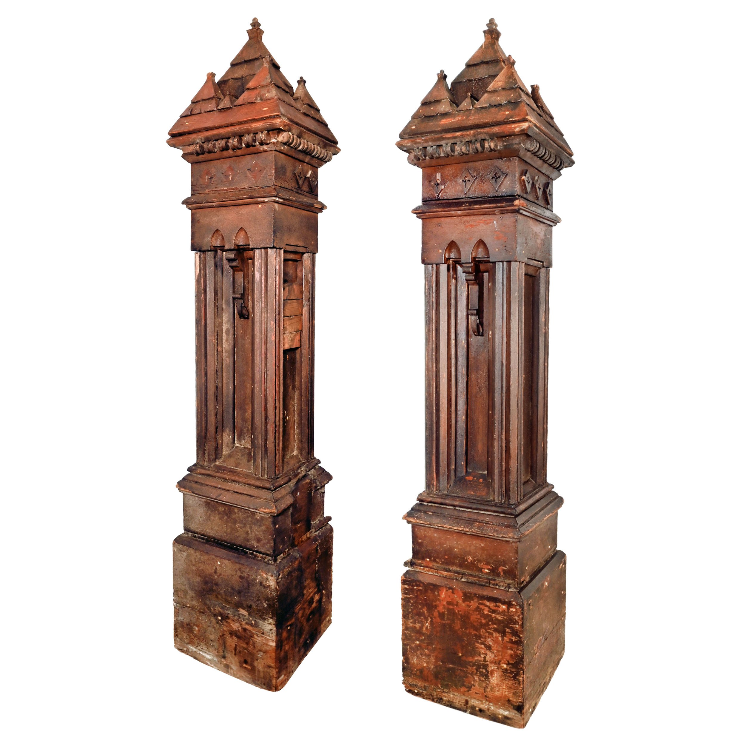 oversized victorian newell posts with tiered cap