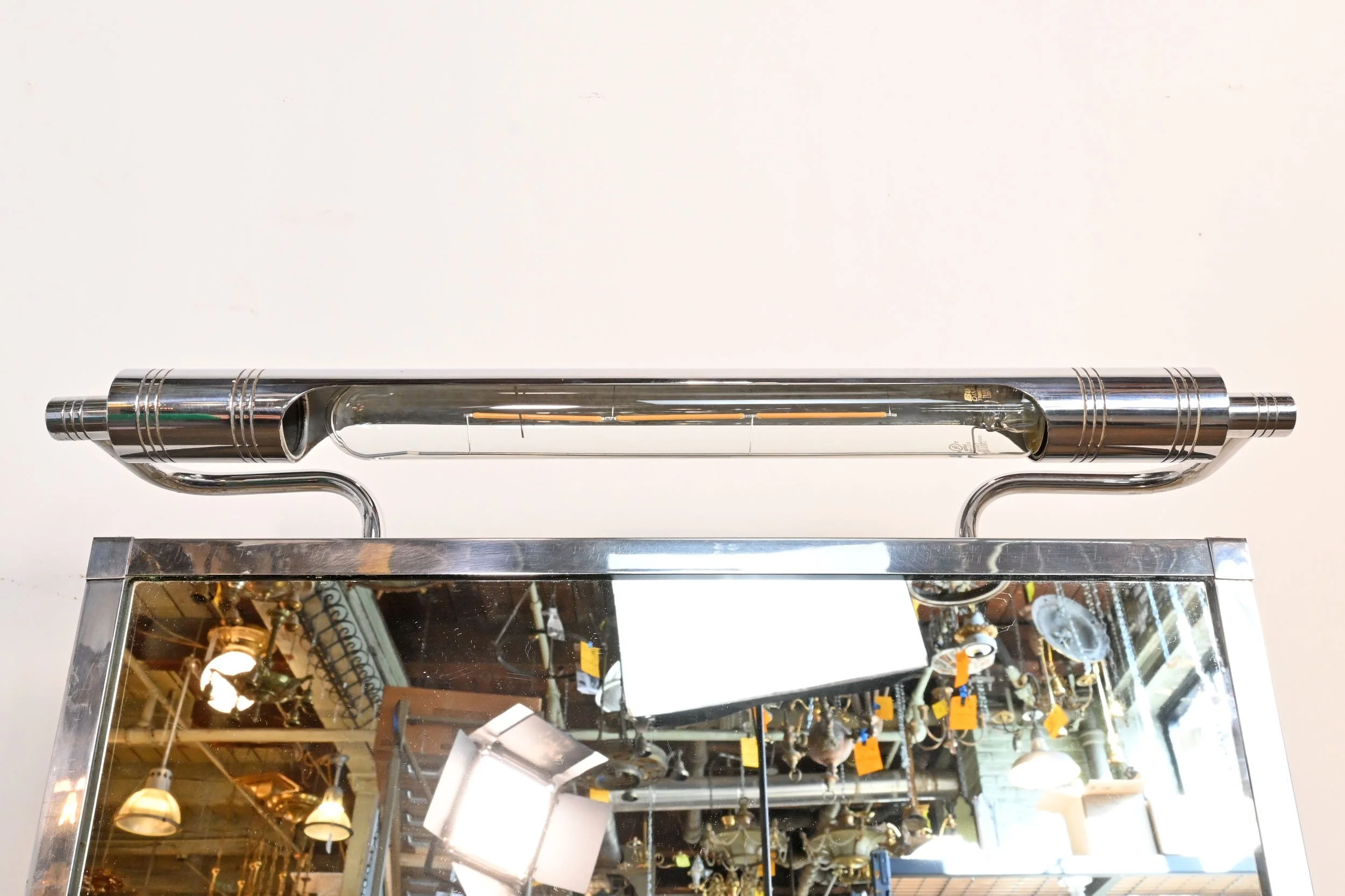 chrome recessed medicine with overhead light and side switch