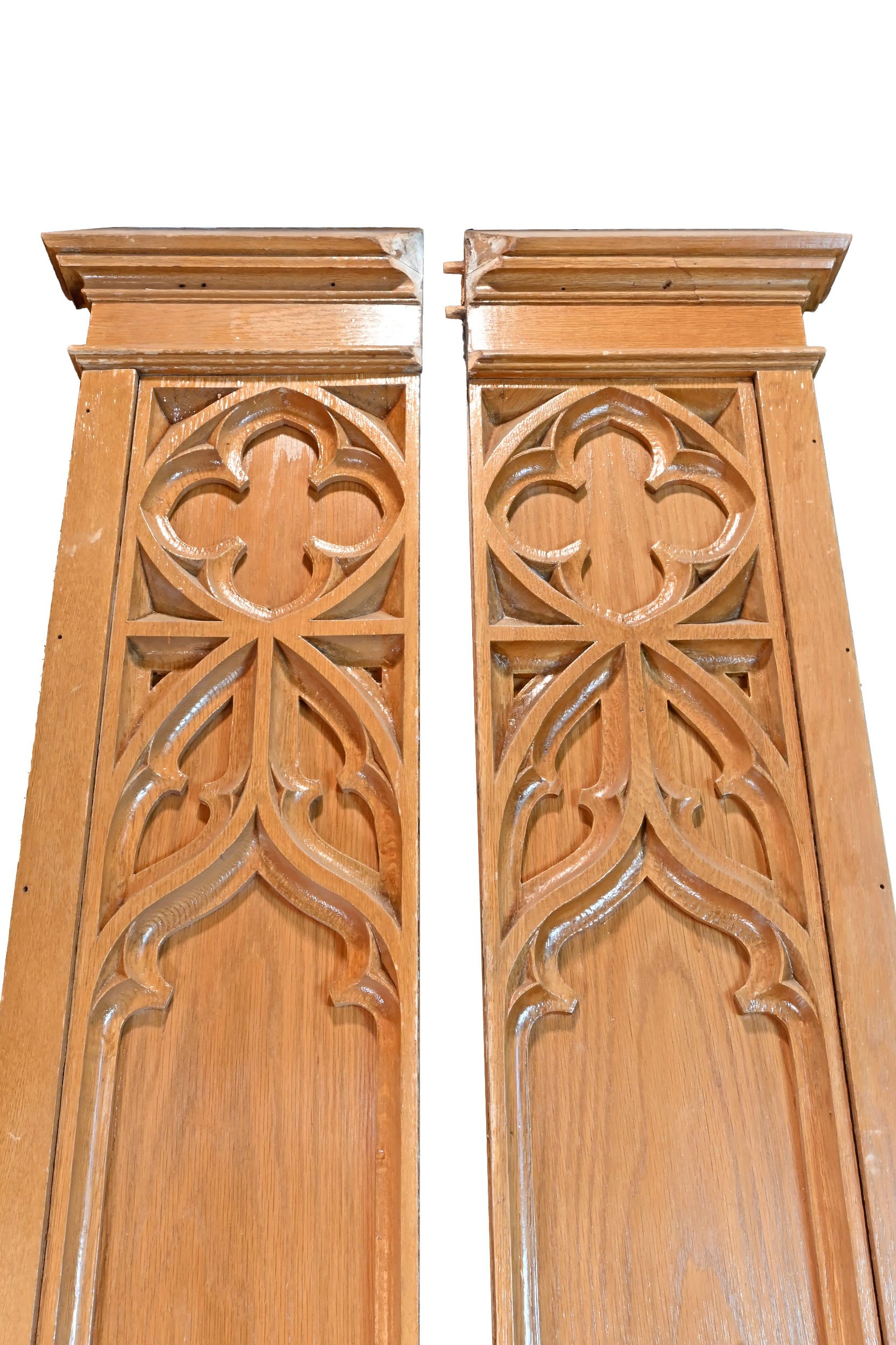 pair of golden oak pilasters