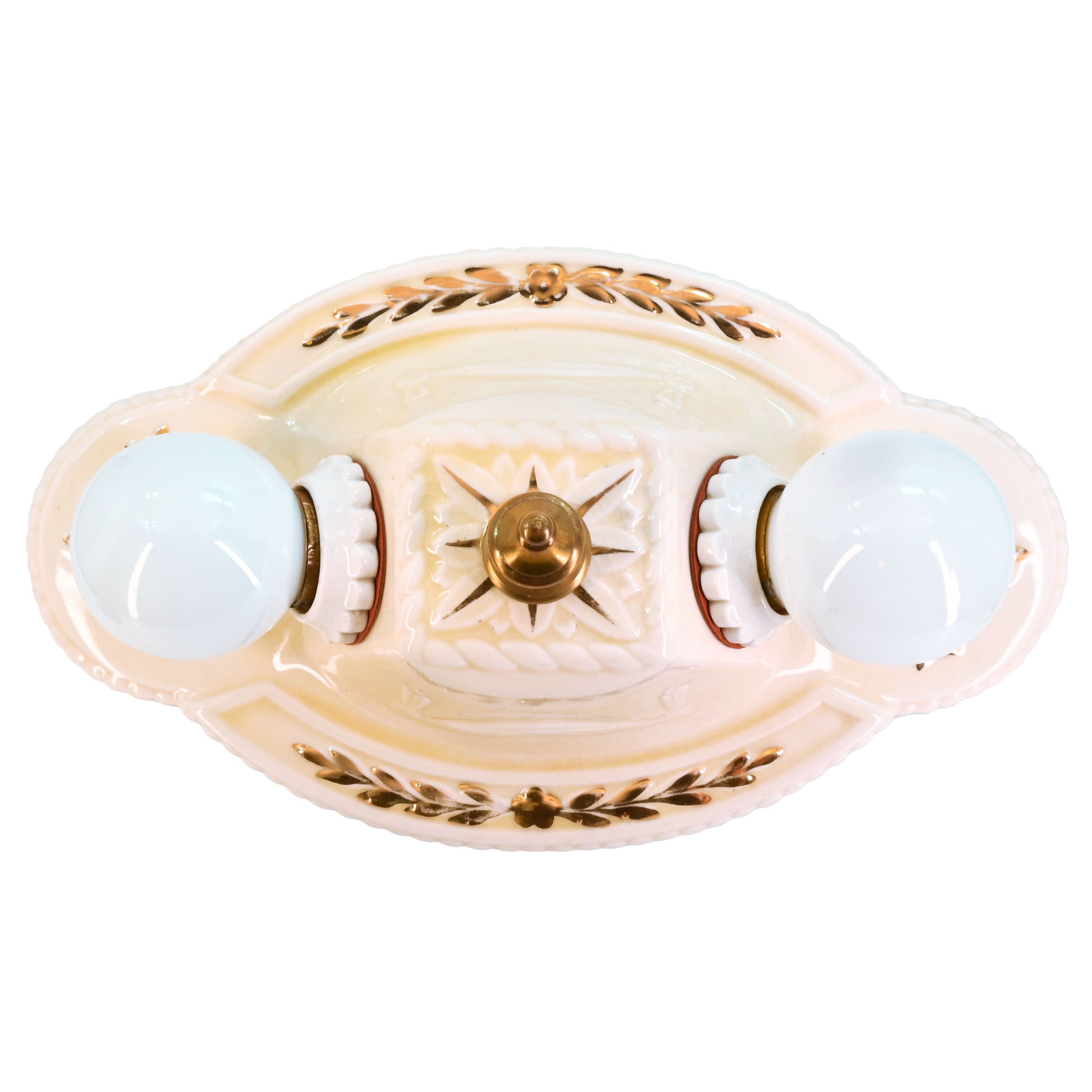 porcelain ceiling hugger with gold detailing 