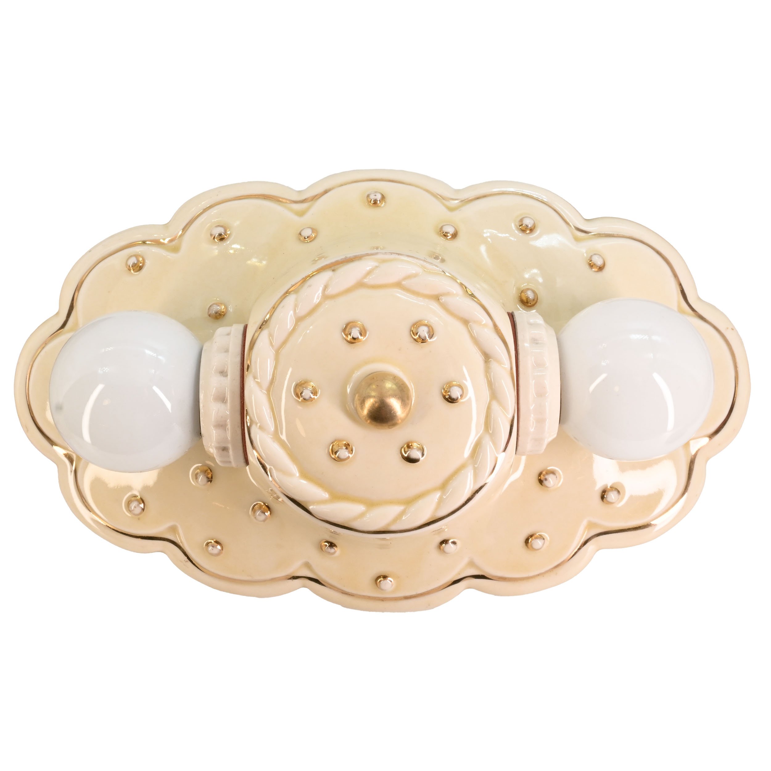 https://www.archantiques.com/ceiling-huggers-1/two-light-bare-bulb-porcelain-flushmount-with-gold-details