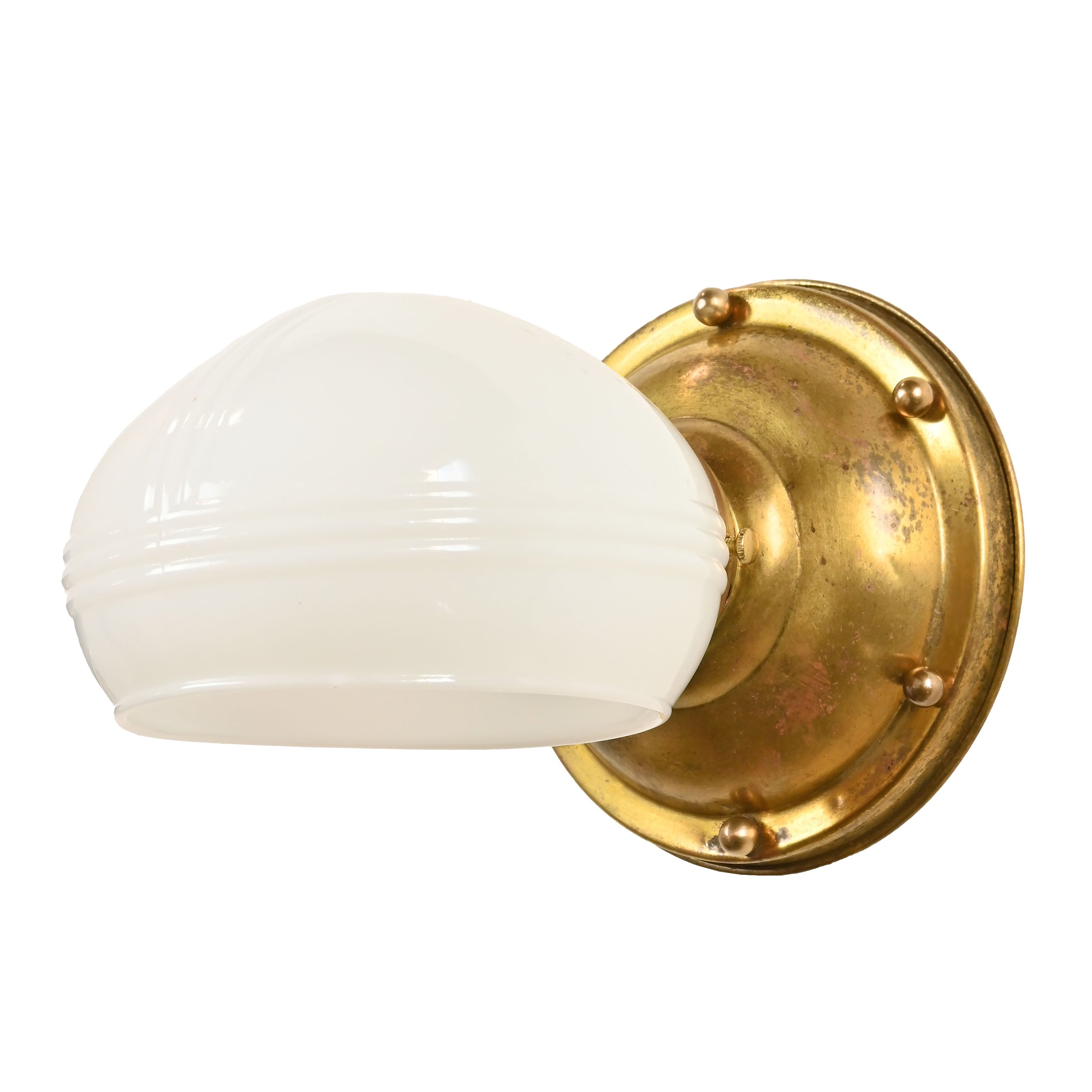 brass sconce with scoop milkglass shade