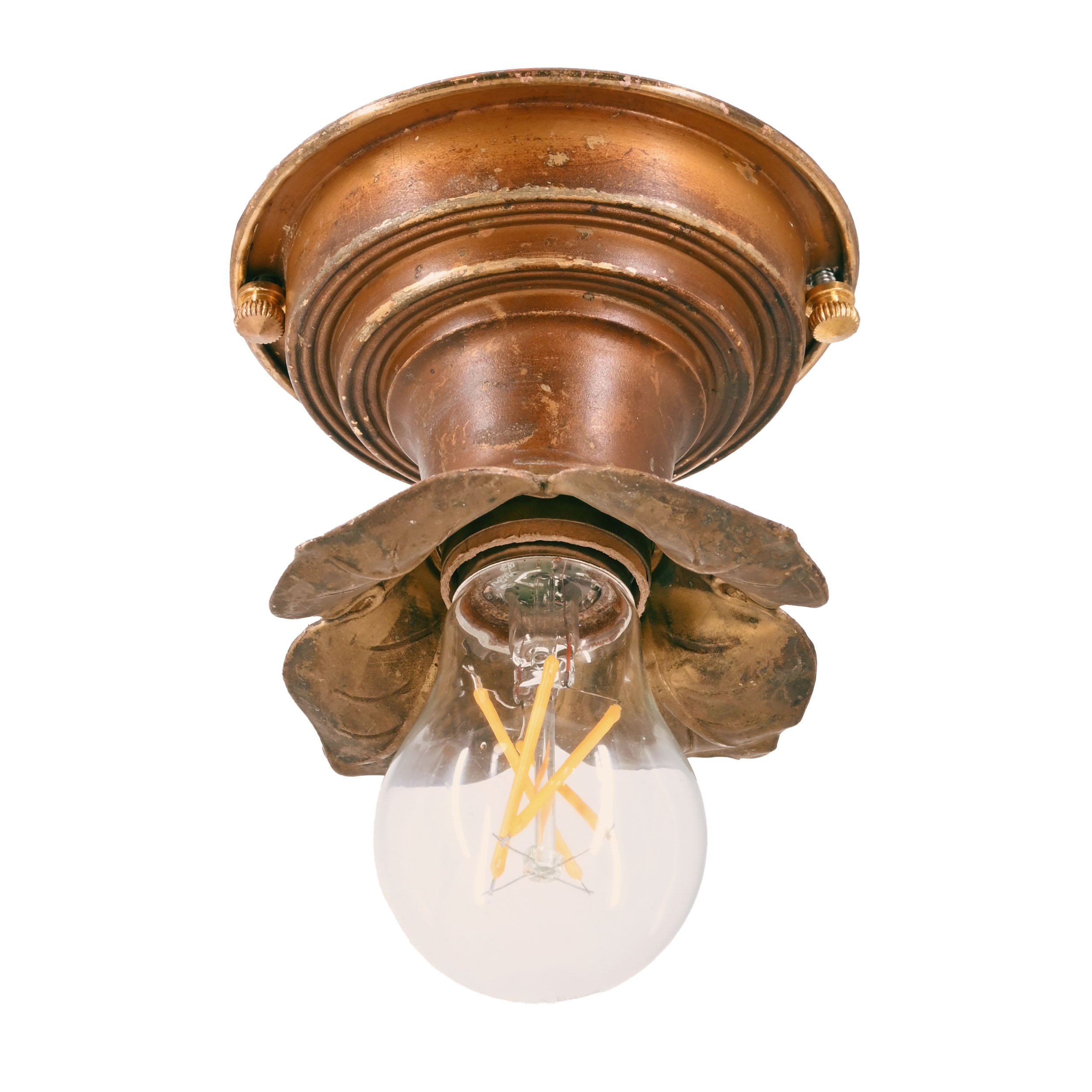 quad leaf stamped brass box beam fixture