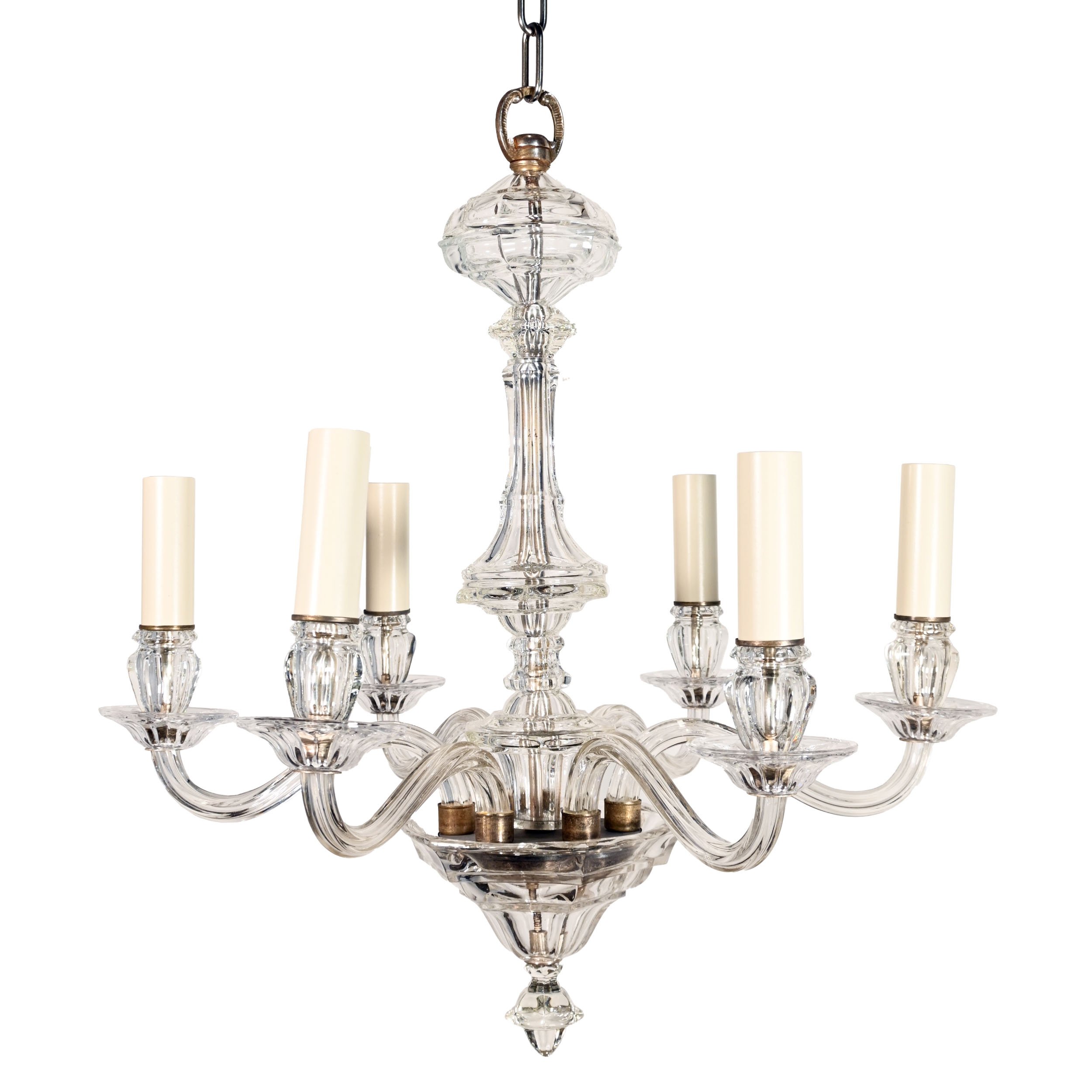 glass body six candle chandelier