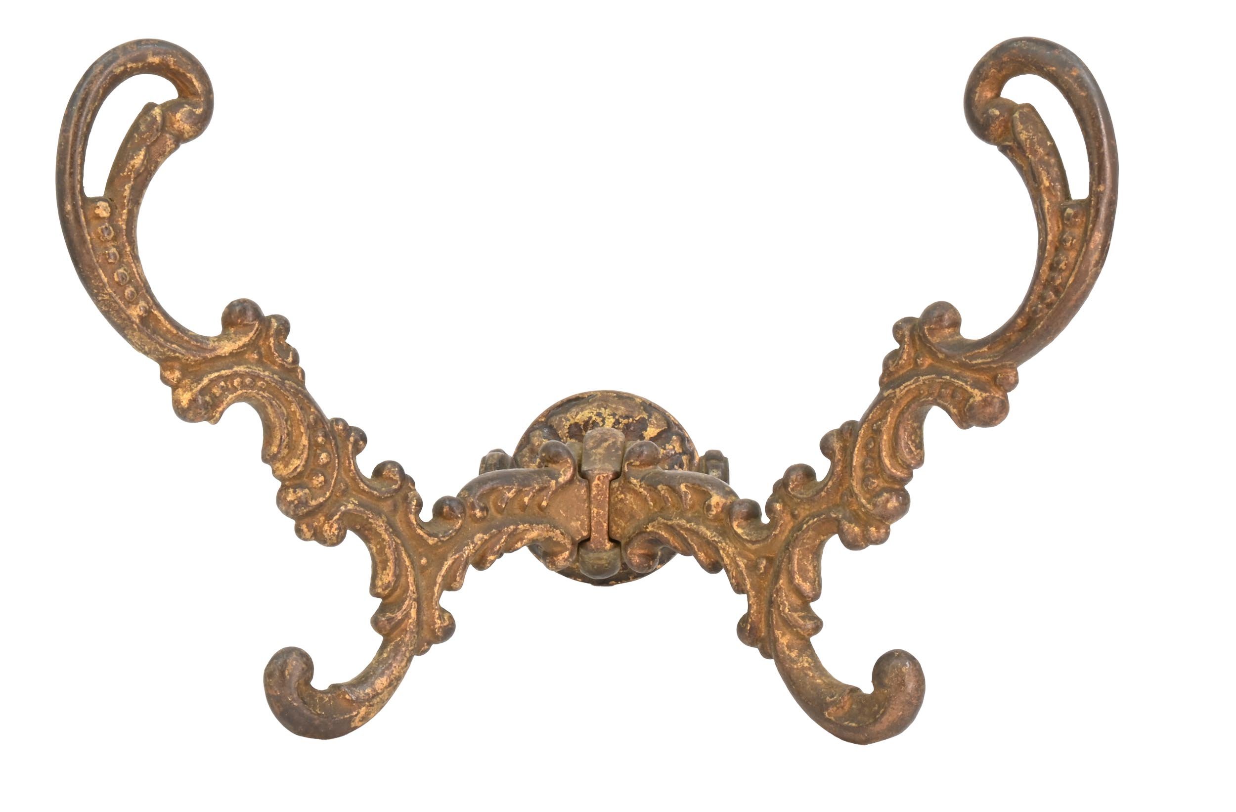 gilt brass victorian hall tree double hooks