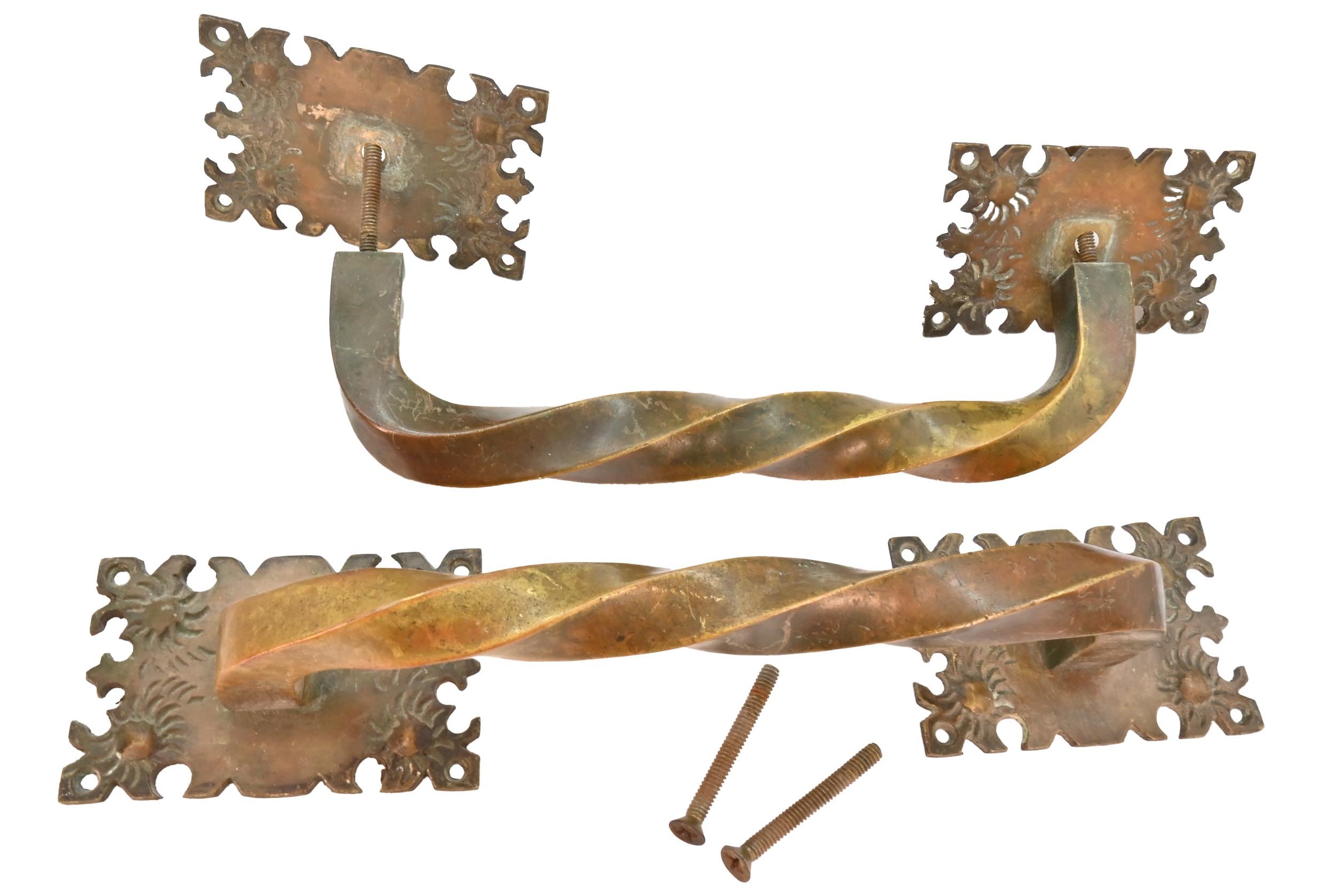 bronze twisted pulls with sunshine plates