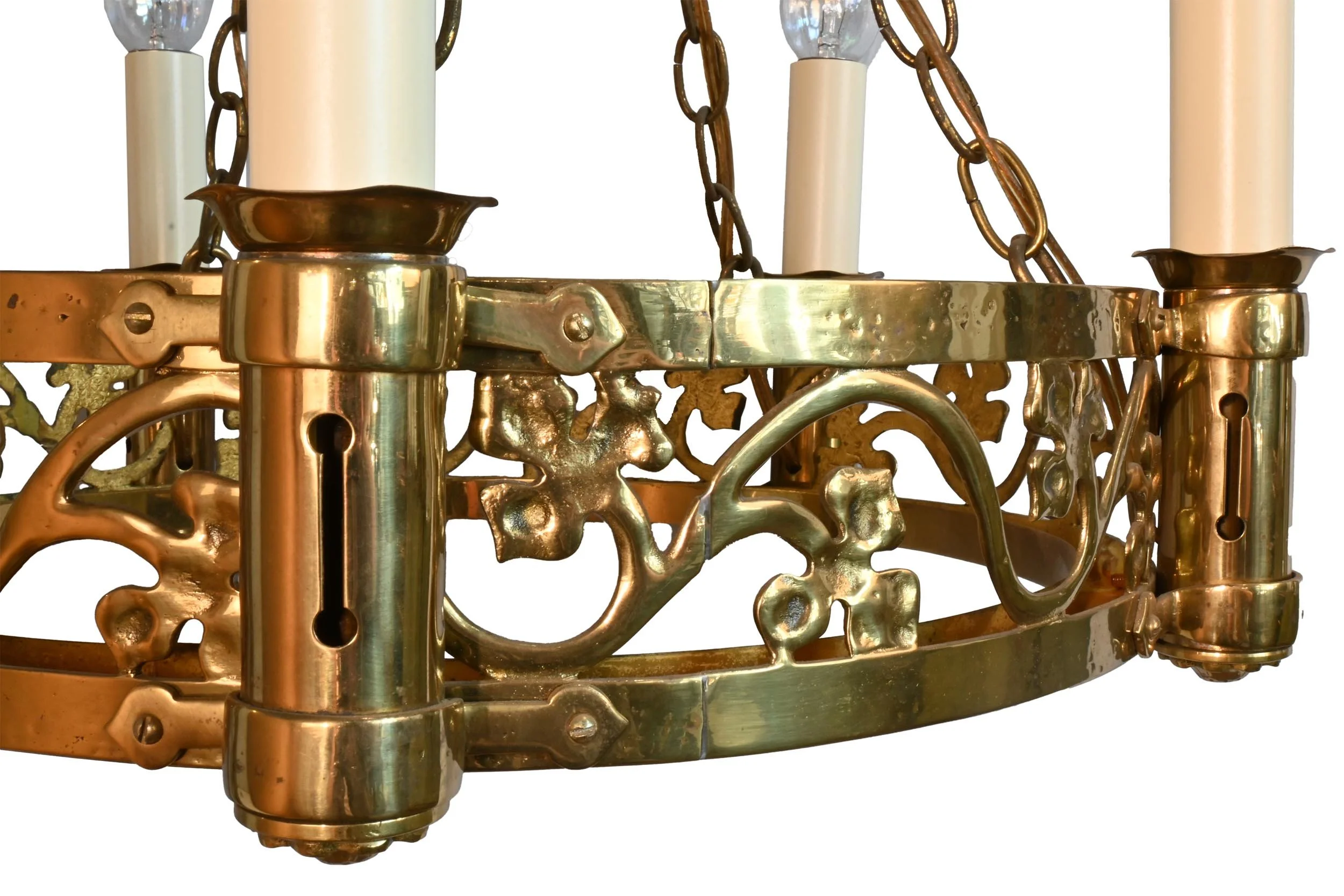 open looping vine five candle chandelier of cast brass — ARCHITECTURAL