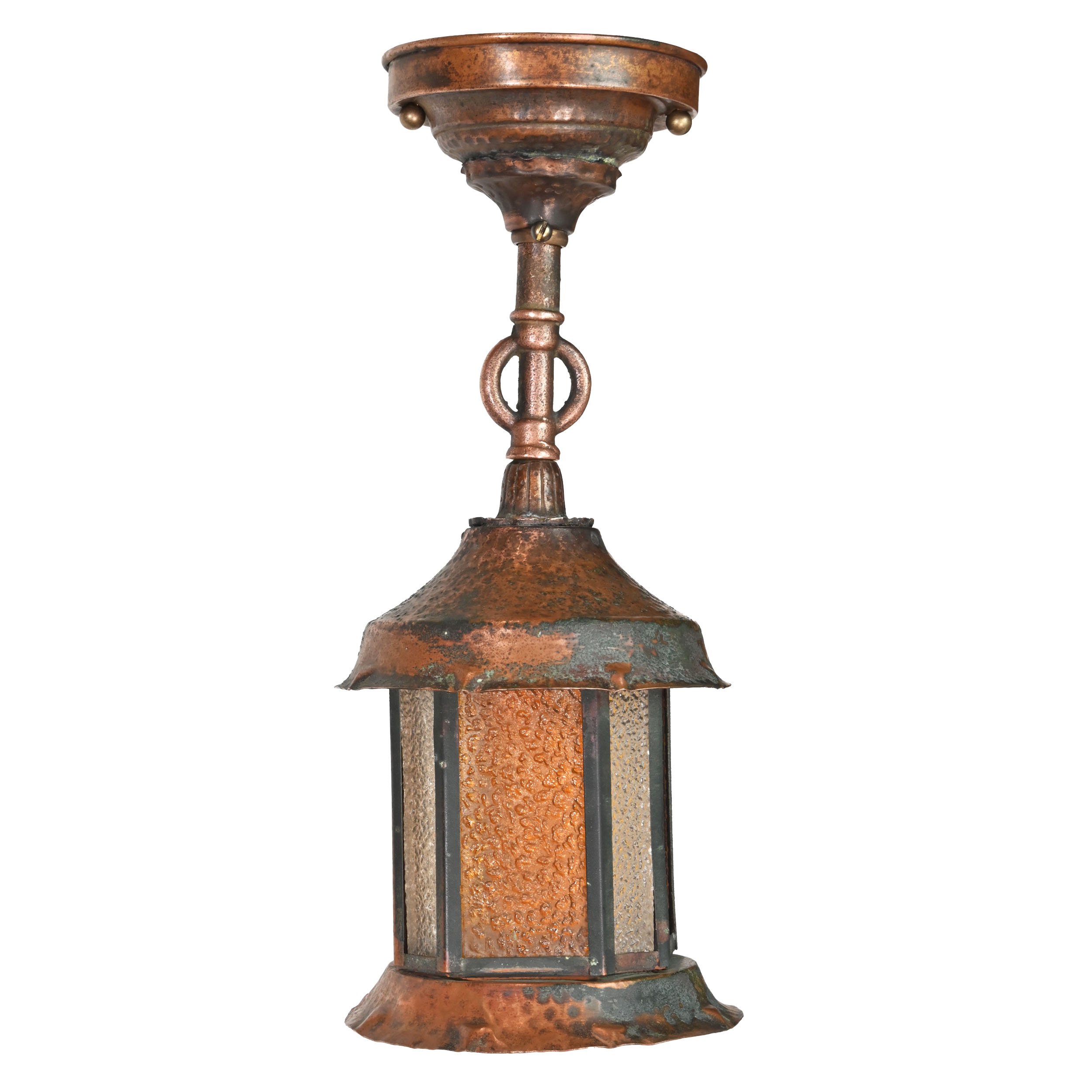 24422 hammered copper lantern with clear and amber textured glass 1.jpg