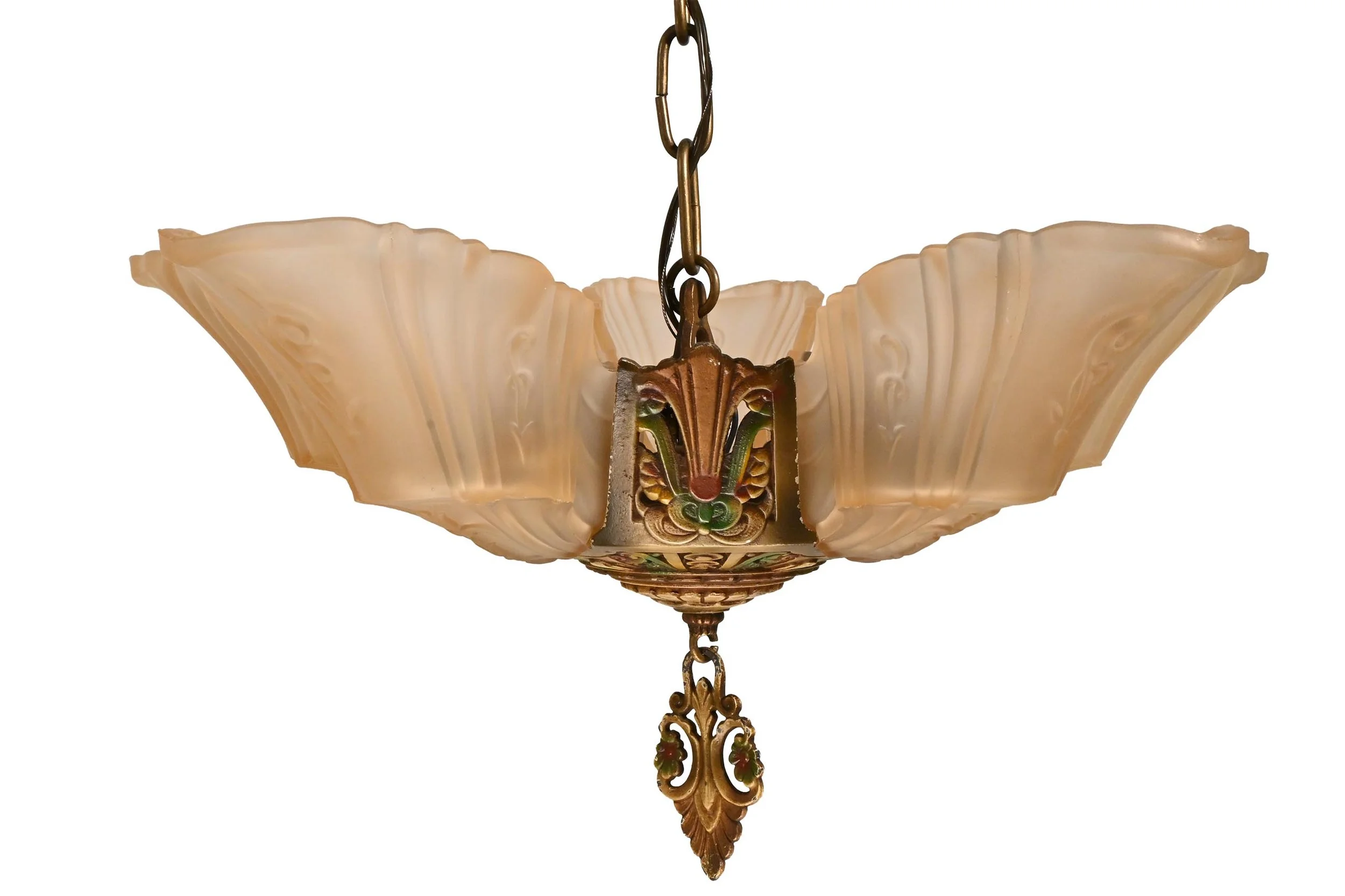 26212 slip shade polychrome amber glass chandelier 2.jpg
