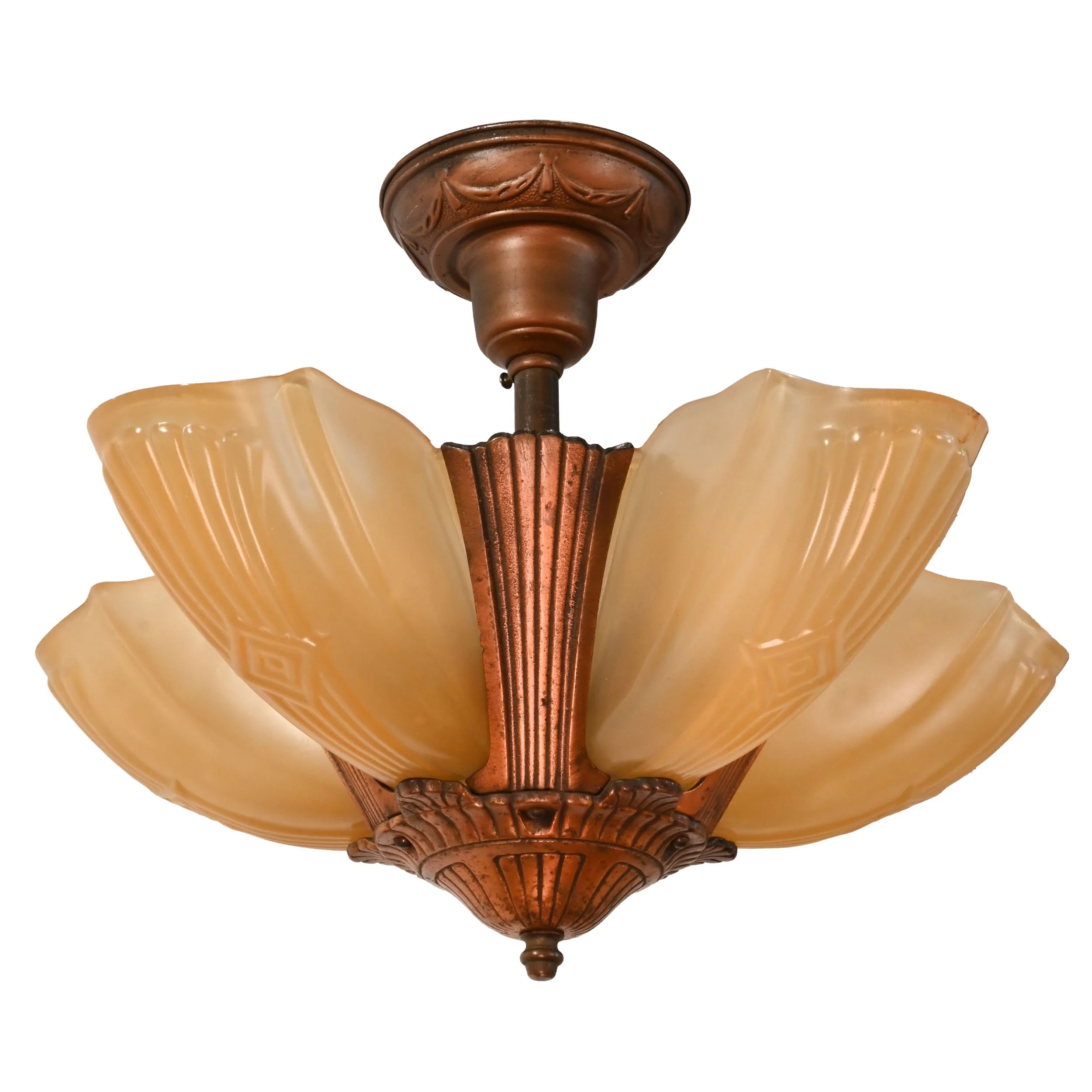 26207 copper finish iron five slip shade deco flush chandelier 1.jpg