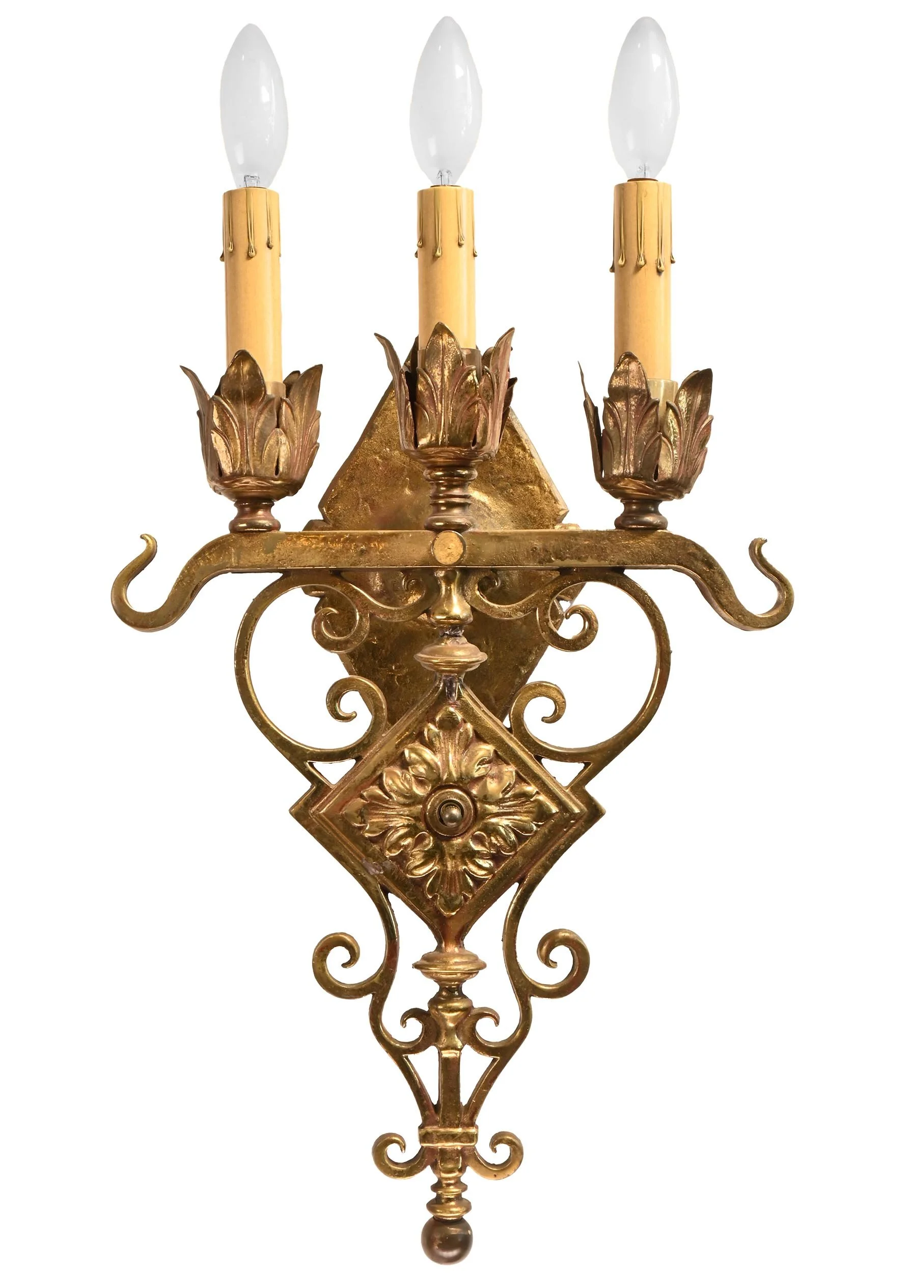 46925 florentine 3 candle brass sconce pair 1.jpg
