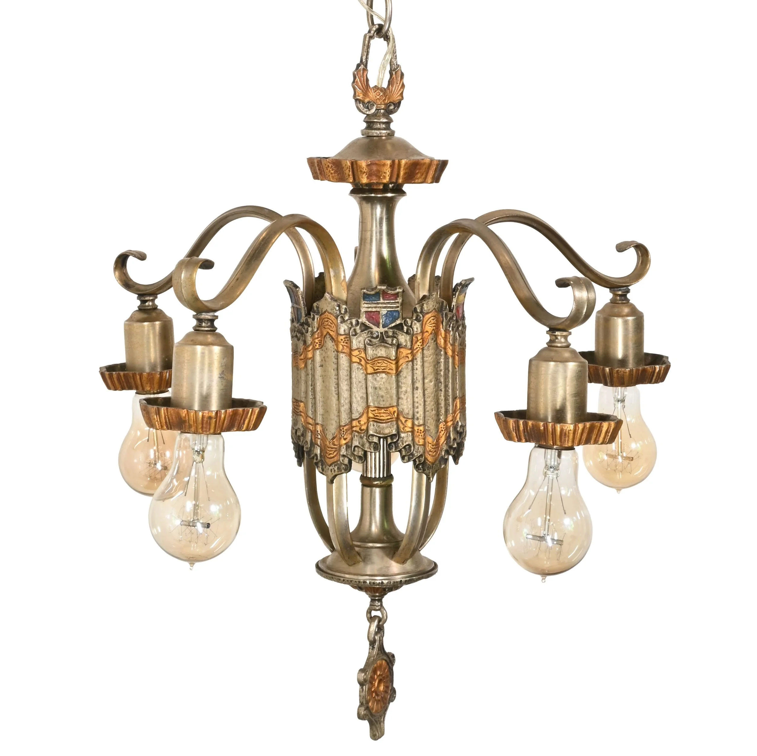 25719 shapiro & anderson silver plated linen fold 5 bulb tudor chandelier 1.jpg