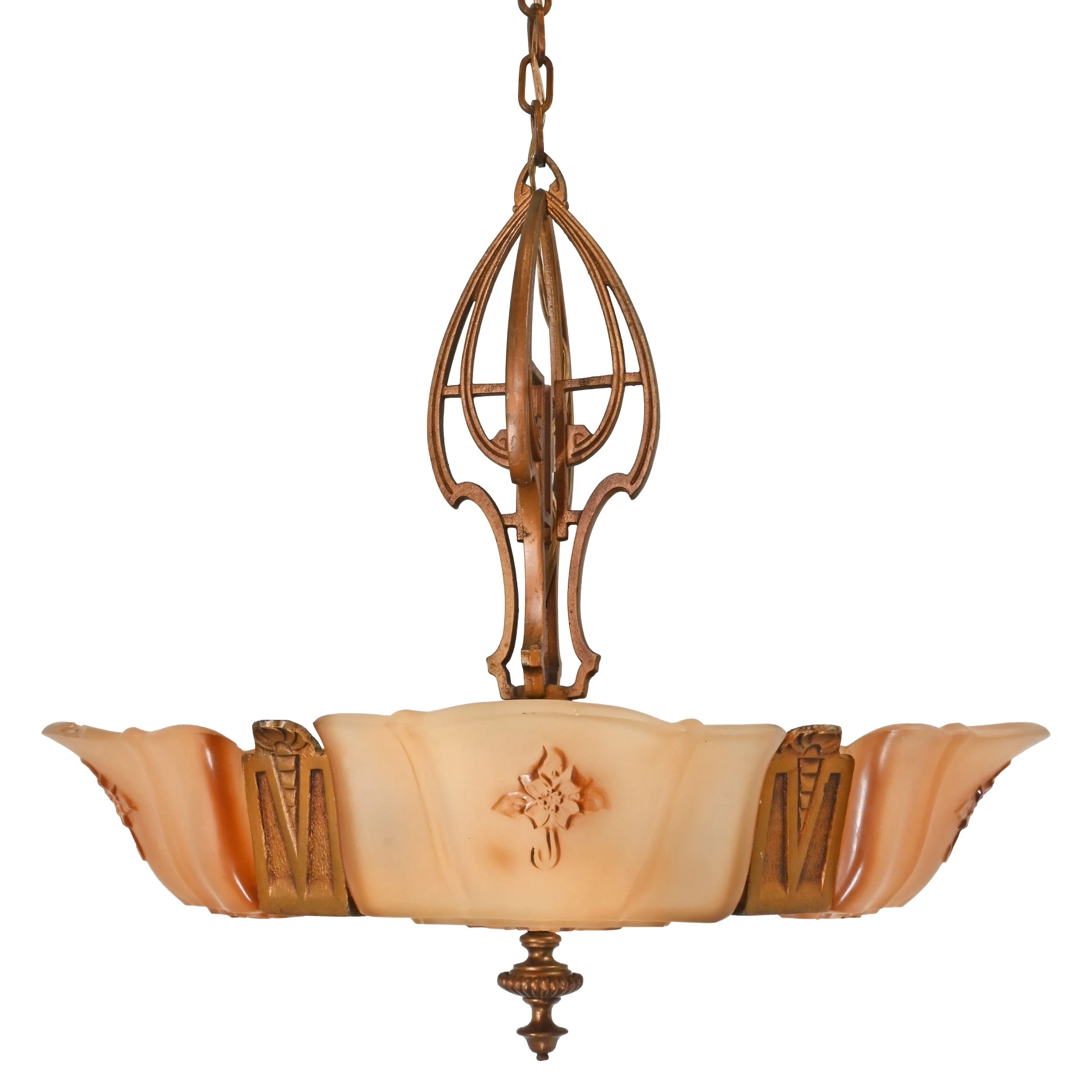 25733 cast iron tudor floral five slip shade chandelier 1.jpg