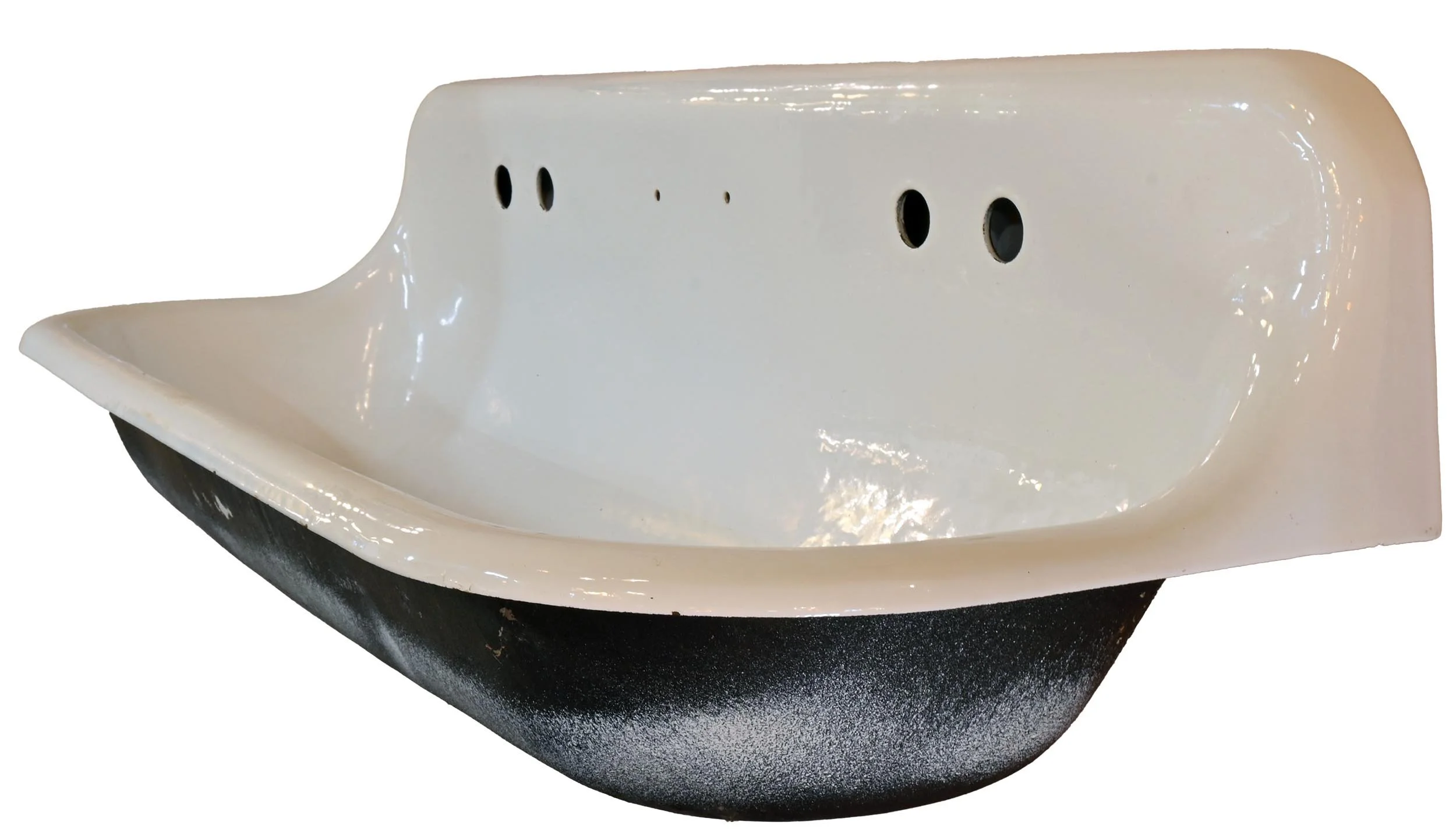 four foot center drain 2 faucet trough sink with hardware