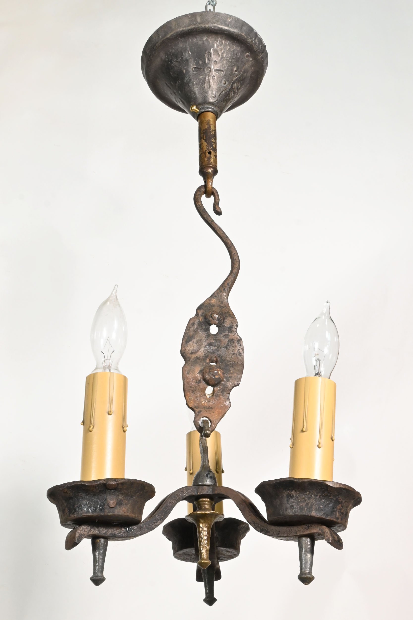 24744 cast iron three candle hammered tudor chandelier 2.jpg