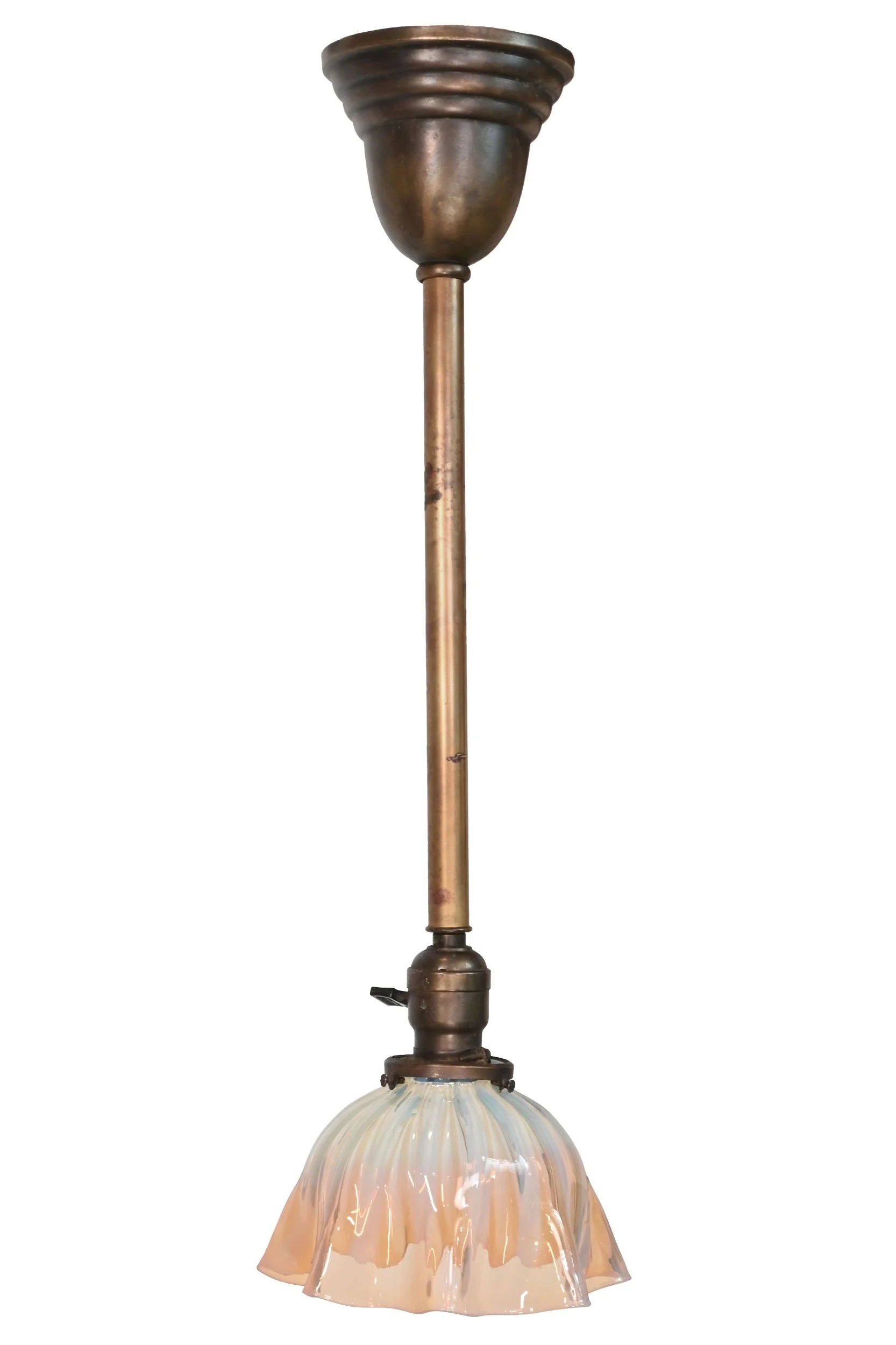 26187 peach and blue vaseline glass shade on brass pendant 1.jpg