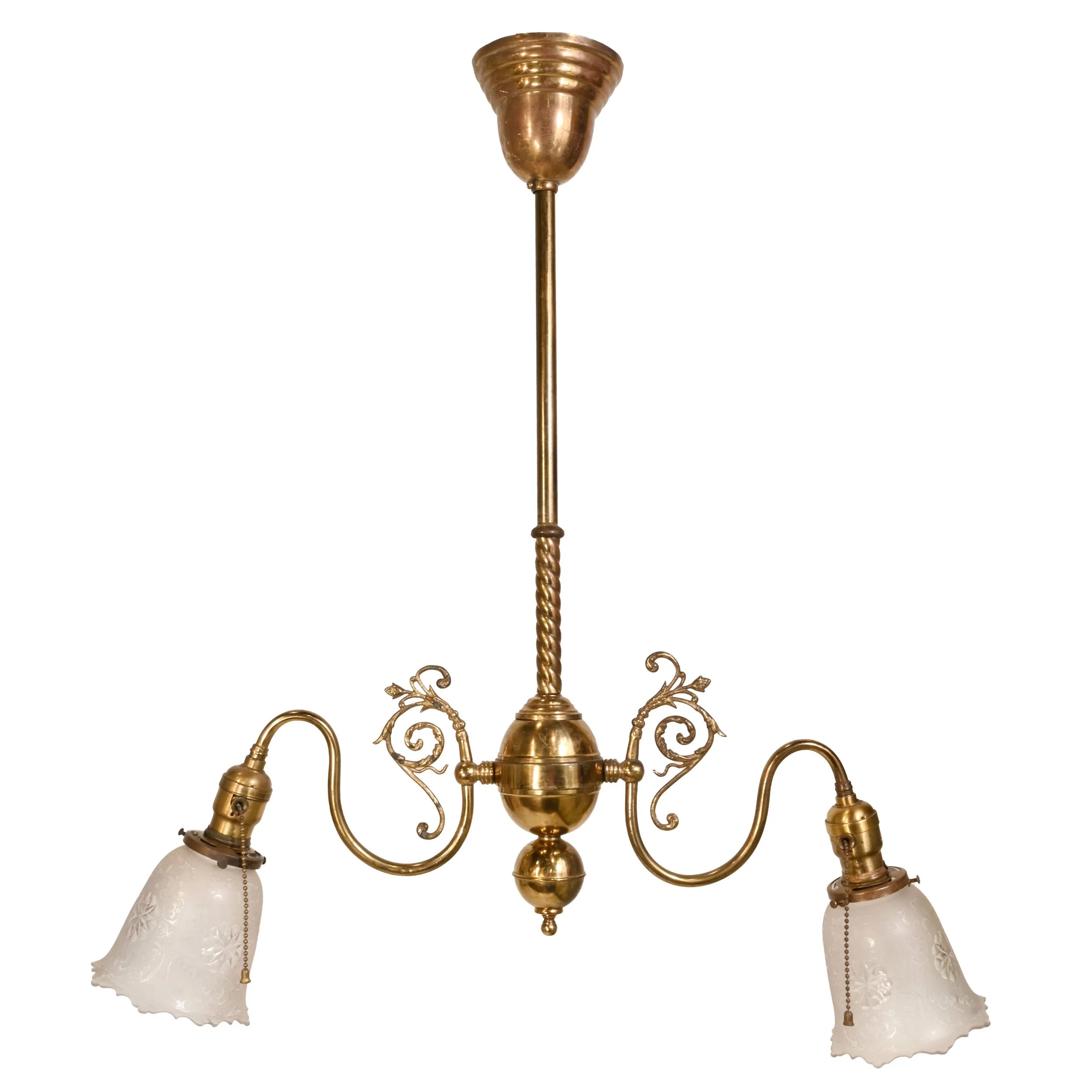 26209 eatly electric brass two arm pendant with pressed glass shades 1.jpg