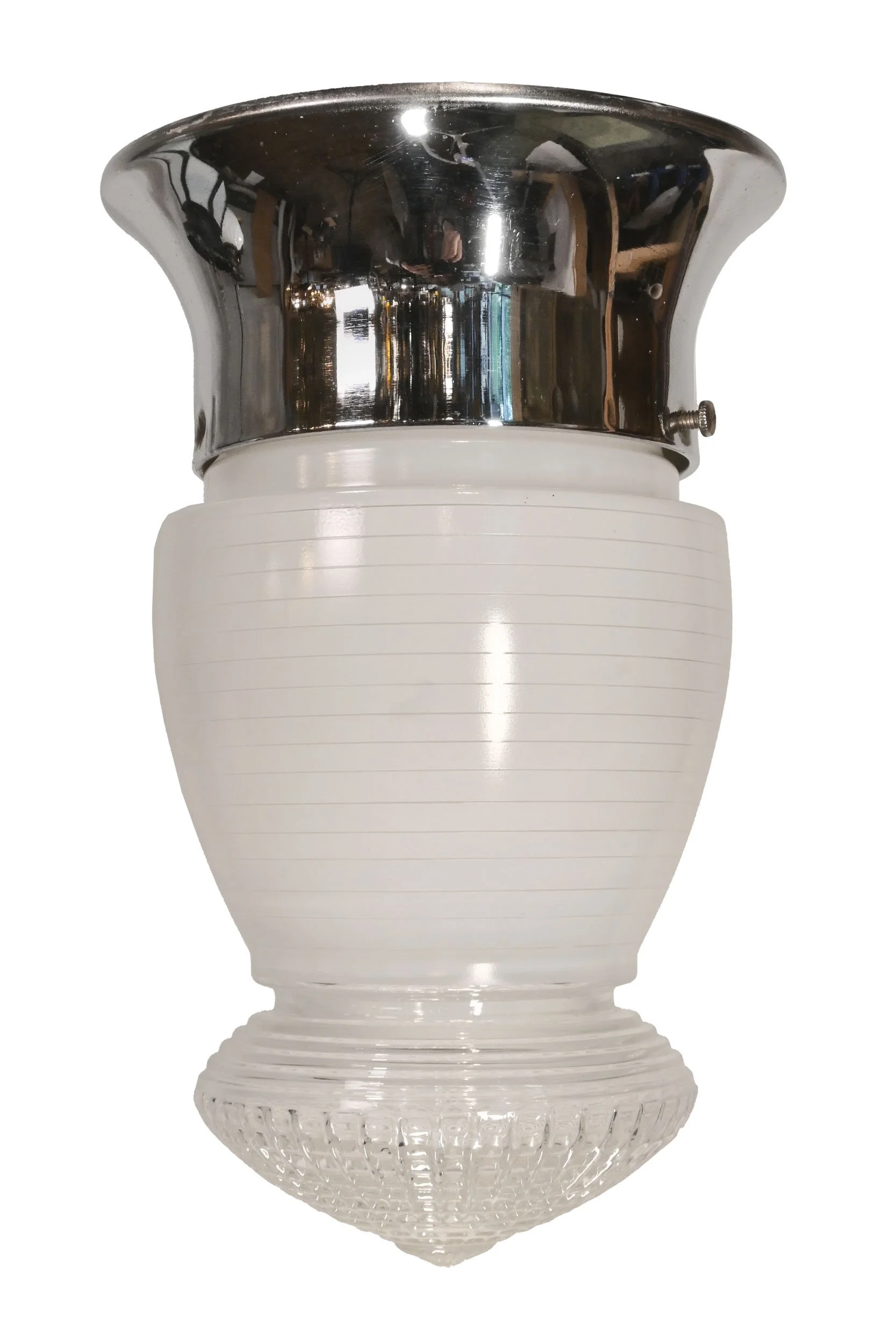 25555 unique midcentury modern white striped shade on chrome flush mount 1.jpg