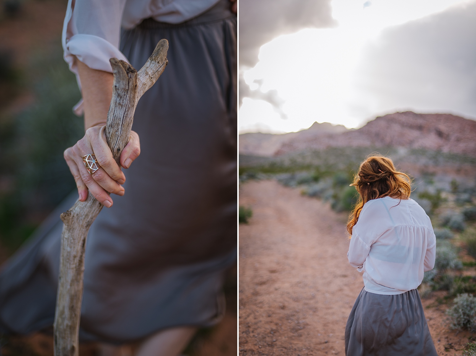 We took a trip to Red Rocks Canyon to shoot each other. The temperature dipped to 34 once the sun went behind the mountains but were so giddy with the color and the drastically different environment that we didn't care!&nbsp;