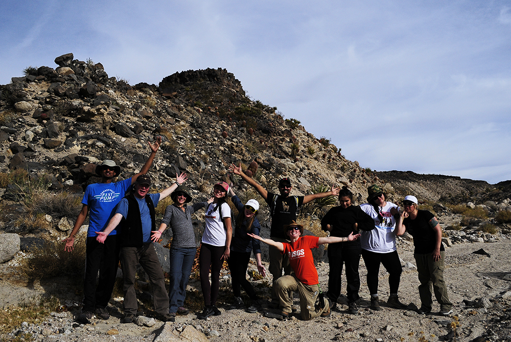 L to R: Parth (CSUF Engineering), Dr. Jim ( Hobart & William Smith Biology), Savannah ( Cal Lutheran Chemistry & Environmental Science), Teresa (CSULA Biology), Allie (MysticArts Pictures), Carlos (Blueprint Earth COO), Jess (Blueprint Earth CEO), Liz (CSULA Biology), Stephanie (CSULA Biology), and Nicole (CSUN Biogeography/GIS). Not pictured (arrived later): Steve (CSULA Engineering) and Racha (CSUF Engineering).