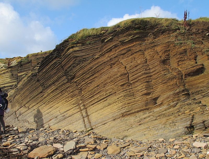 Ancient lake sediments hold clues to the past. Sandwick Fish Bed, Orkney, Scotland.